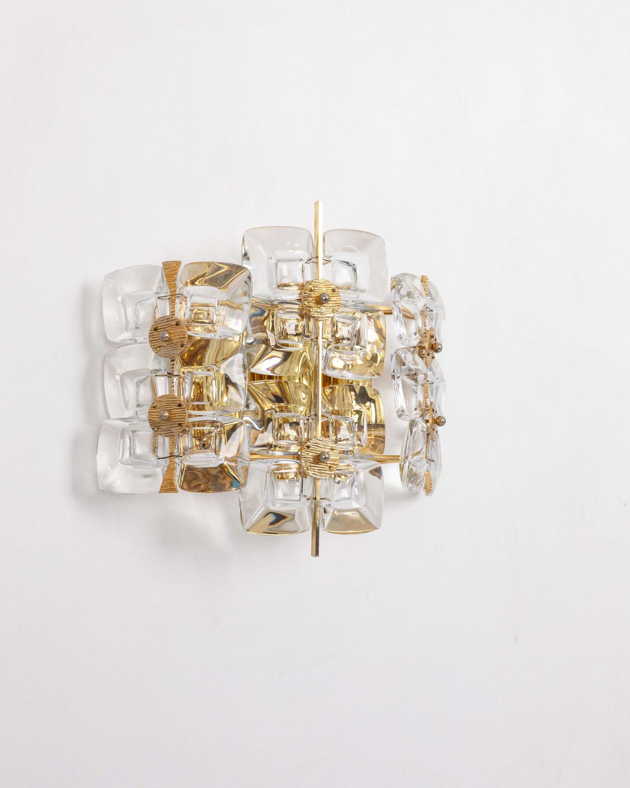 Pair Of Golden Gilded Brass And Crystal Sconces By Palwa, Germany, 1960s photo Lighting