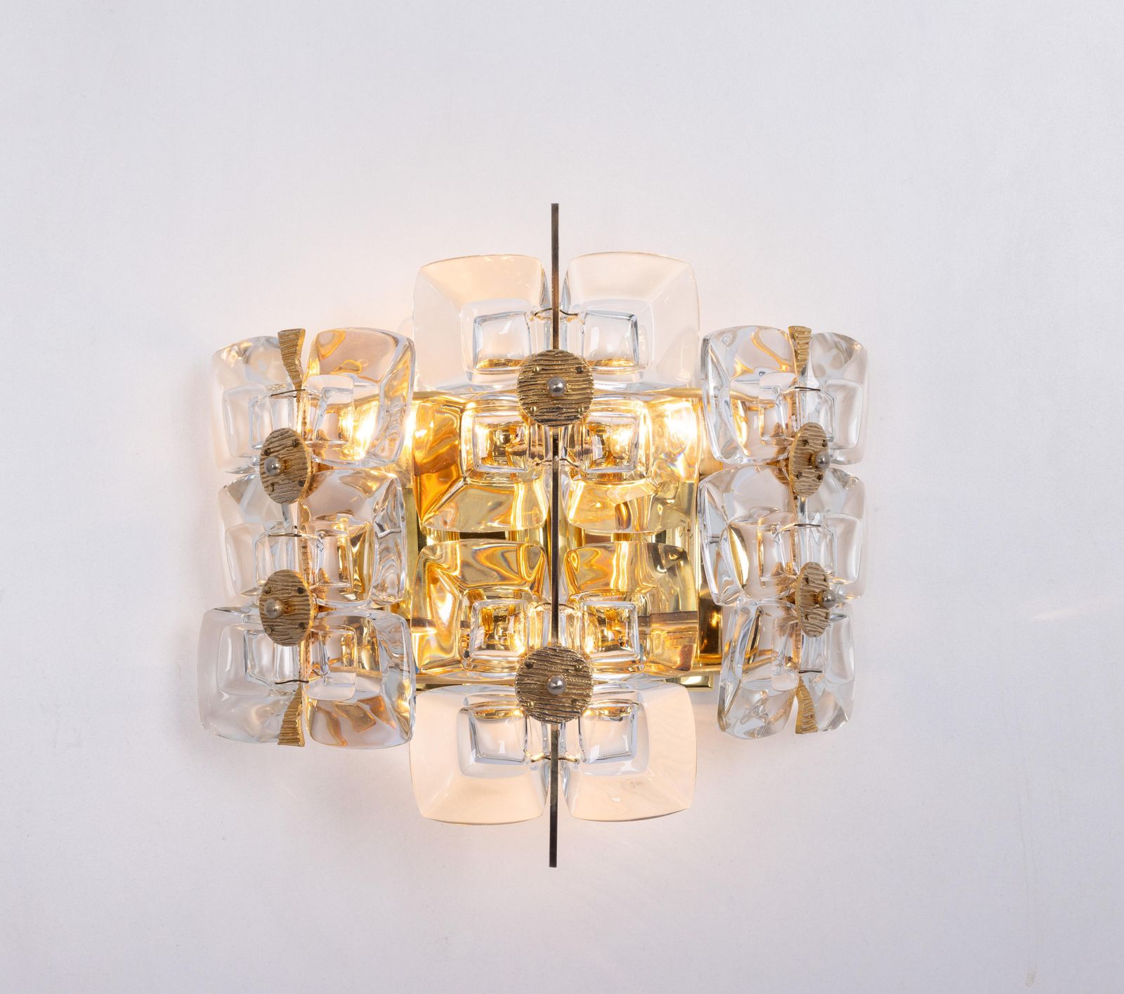 Pair Of Golden Gilded Brass And Crystal Sconces By Palwa, Germany, 1960s photo vinterior