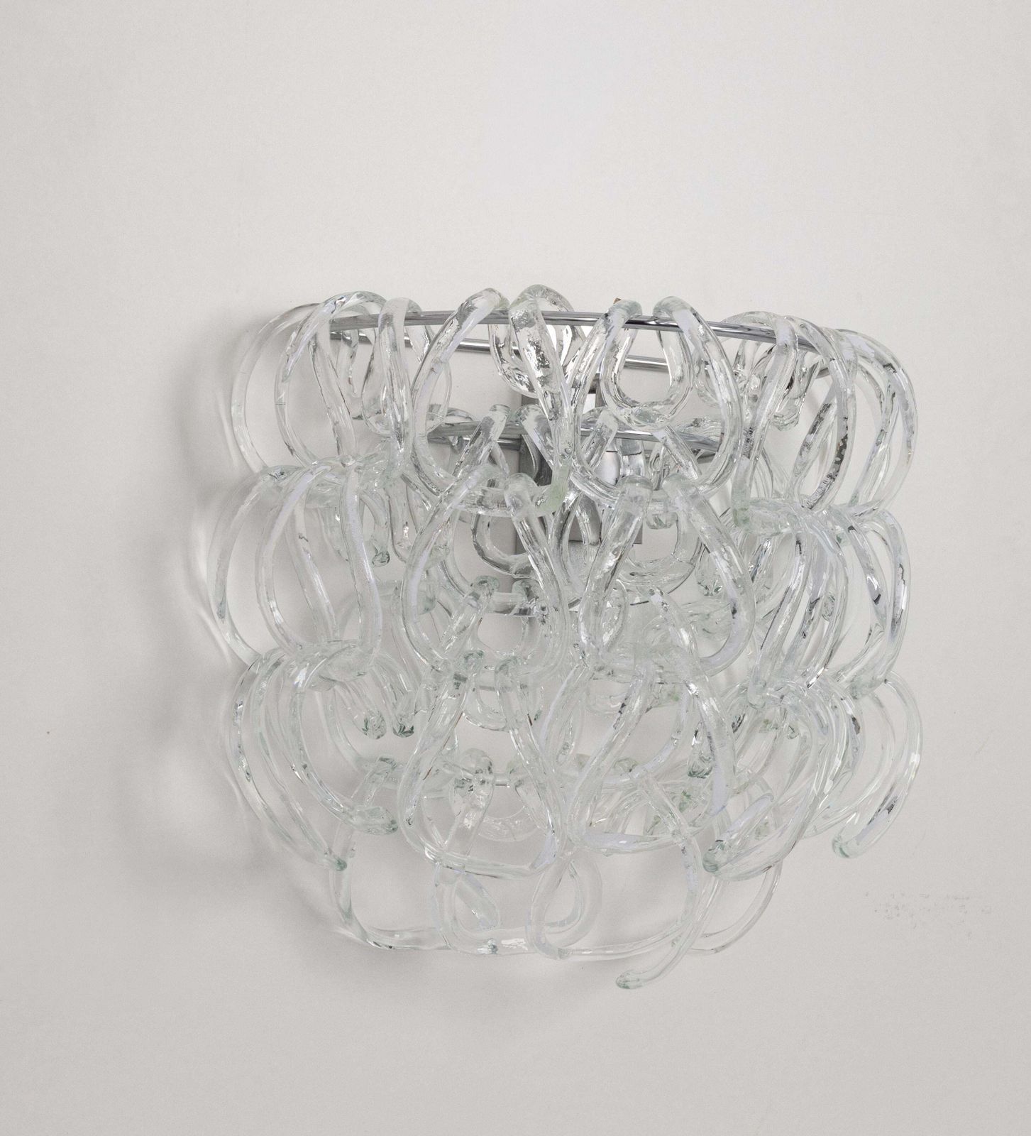 Large Pair Of Angelo Mangiarotti Murano Sconce Wall Lights, Vistosi, Italy, 1960 photo for sale