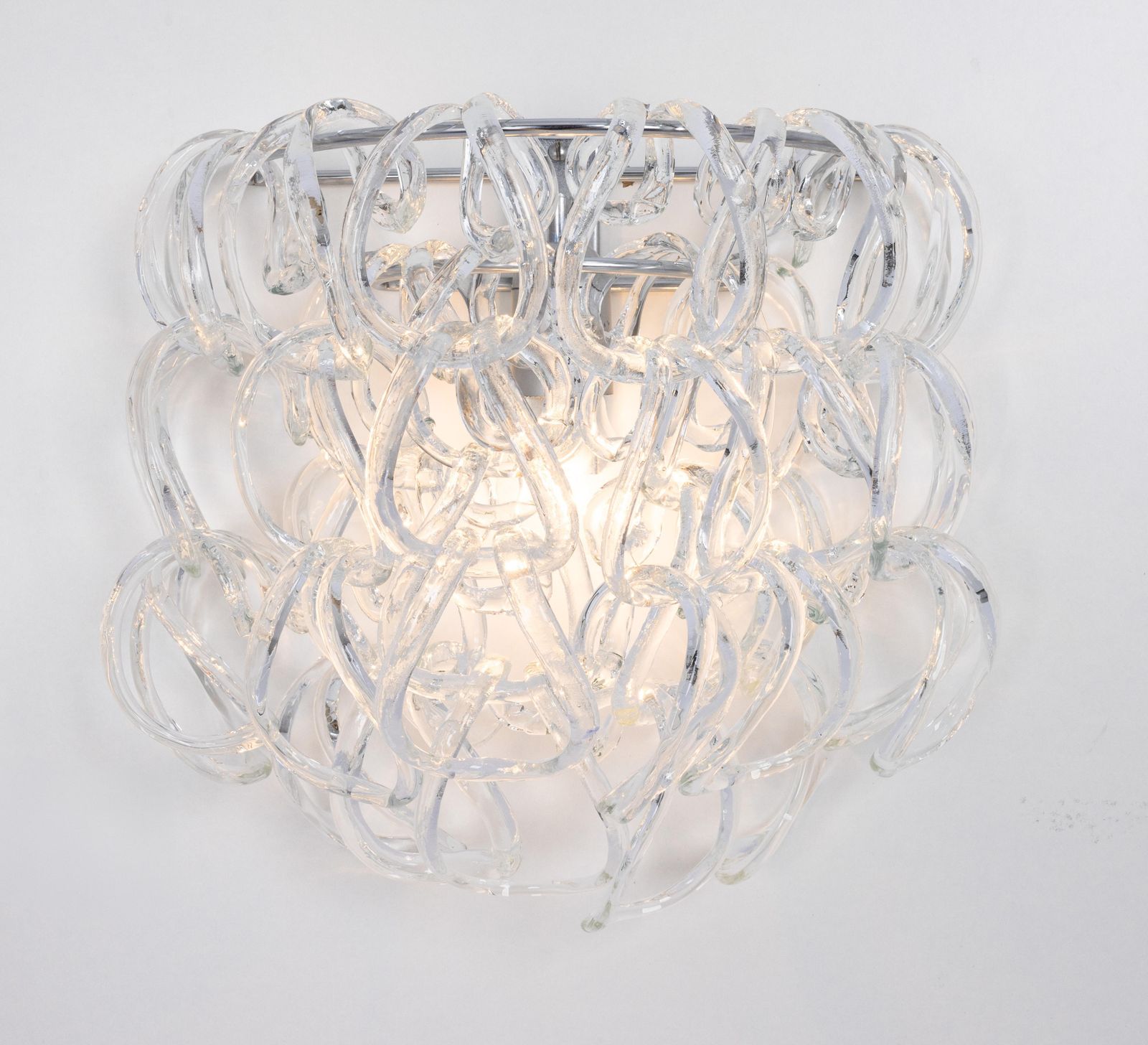 Large Pair Of Angelo Mangiarotti Murano Sconce Wall Lights, Vistosi, Italy, 1960 photo vinterior