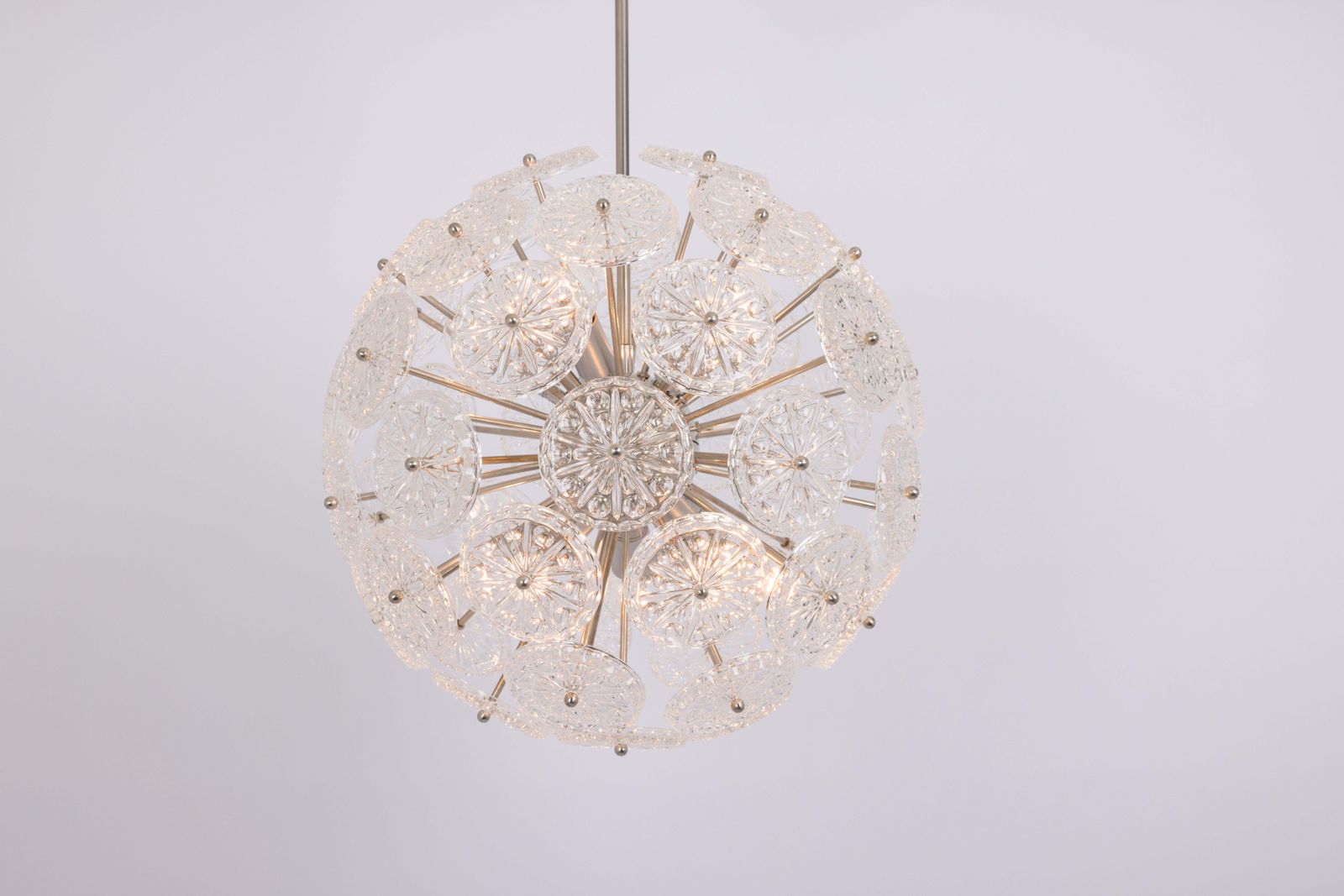 Stunning Floral Chrome Sputnik Chandelier, Germany, 1960s photo Lighting