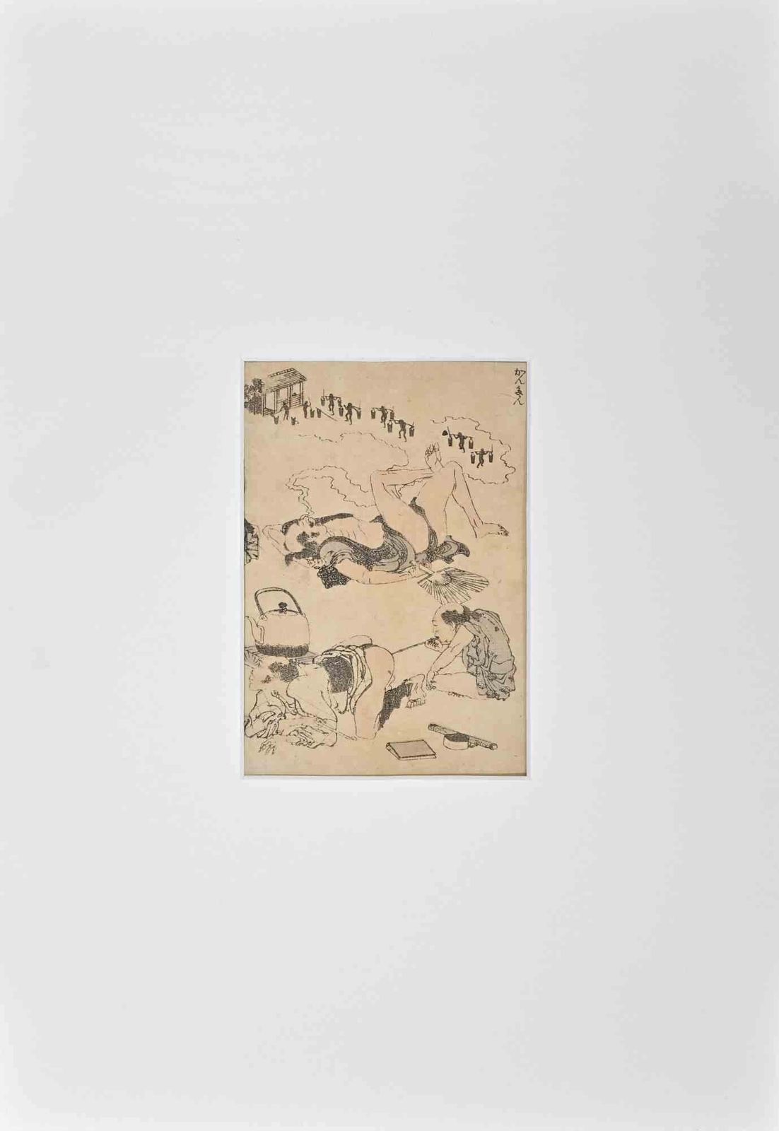 Katsushika Hokusaierotic Scene With Travelers... Woodcut By Katsushika Hokusai Late 19th Centurylate 19th Century photo furniture