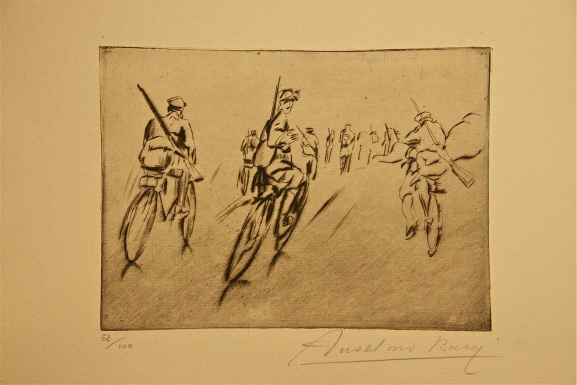 Anselmo Buccidépart   From "Croquis Du Front Italien"   Etching By Anselmo Bucci   19171917