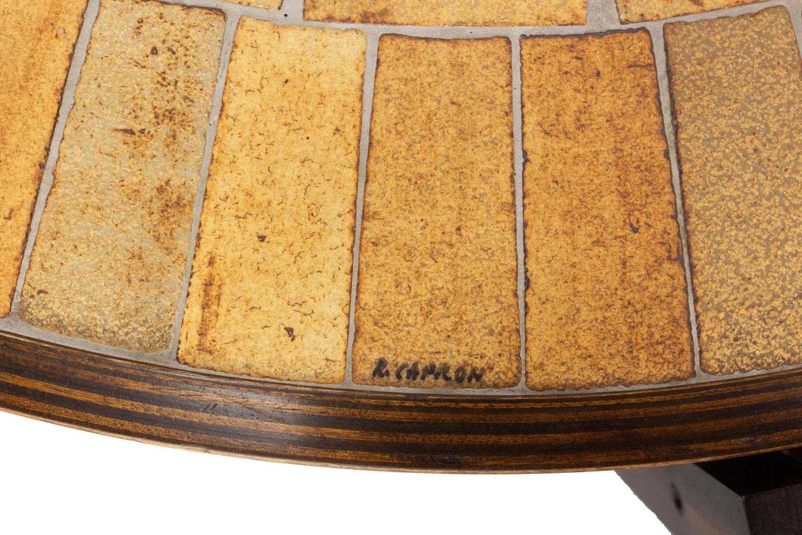 French Round Coffee Table Herbarium Vallauris Faience Top By Roger Capron photo vinterior