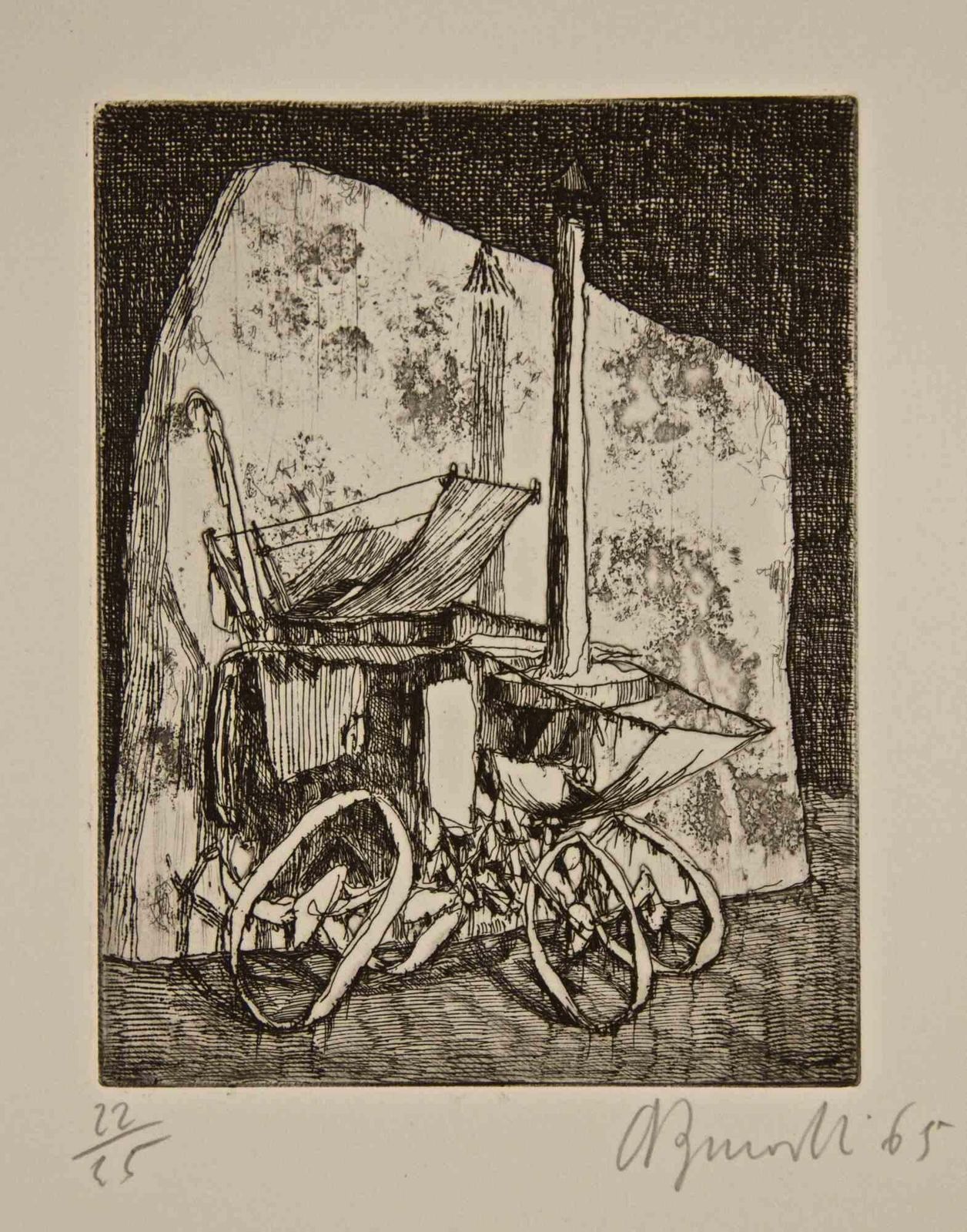 Armando Buratticement Mixer And Wall   Etching By Armando Buratti   19651965