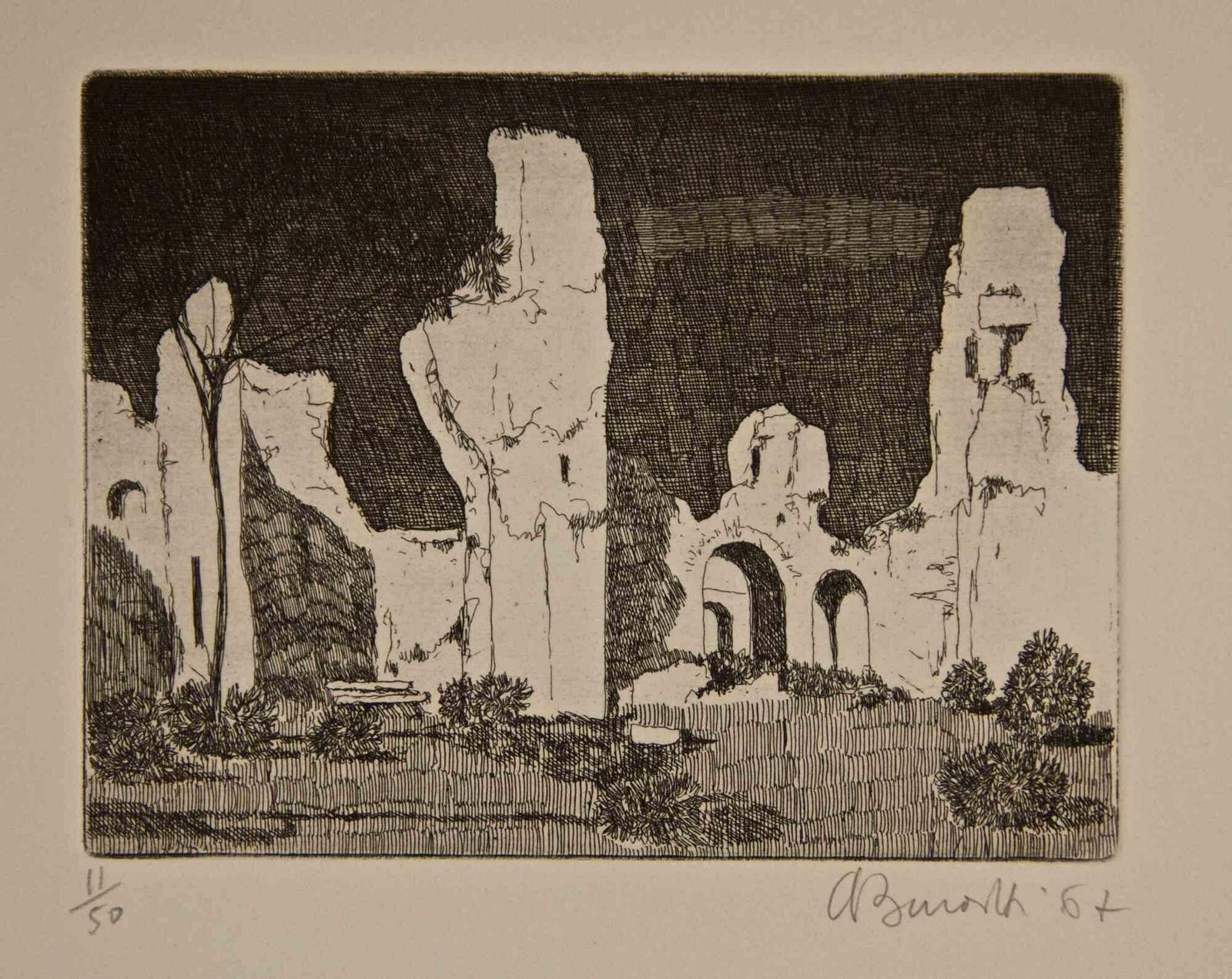Armando Burattirome, Roman Ruins   Etching By Armando Buratti   19671967