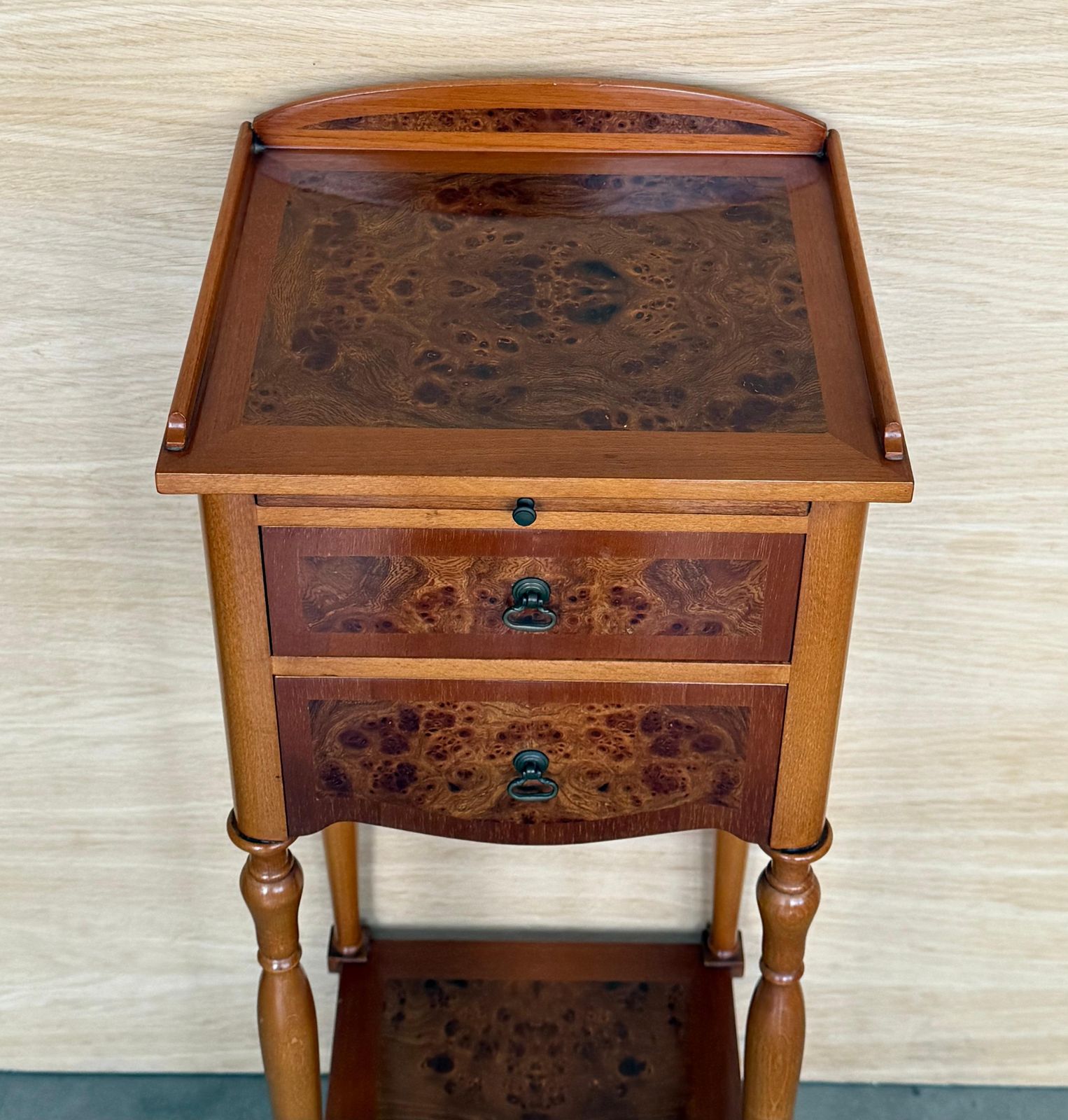 photo for sale Italian Antique Wooden Bedside Table With Hidden Tray, Early 1900s