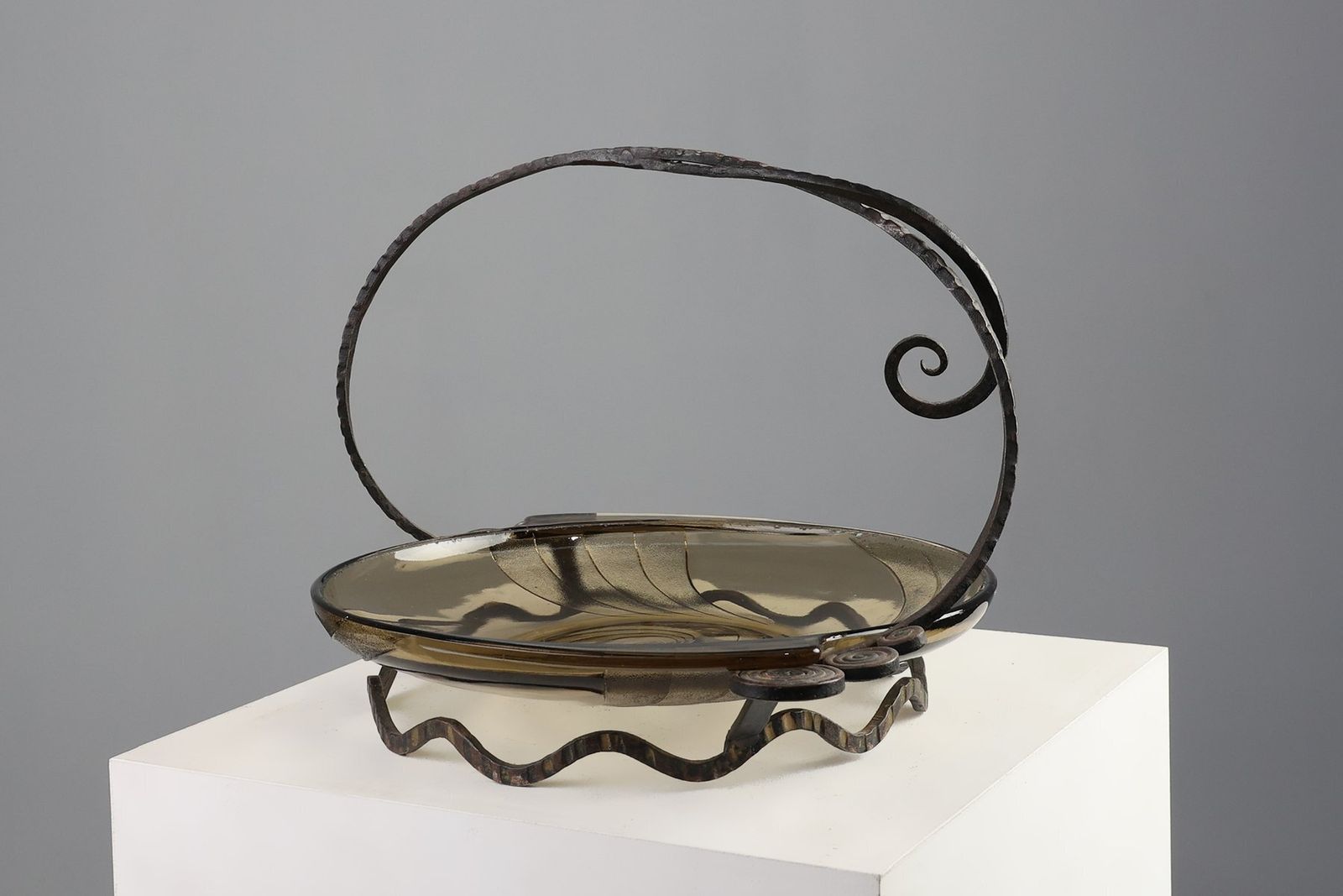 Art Deco Glass And Metal Fruit Bowl, France, 1920s photo vinterior