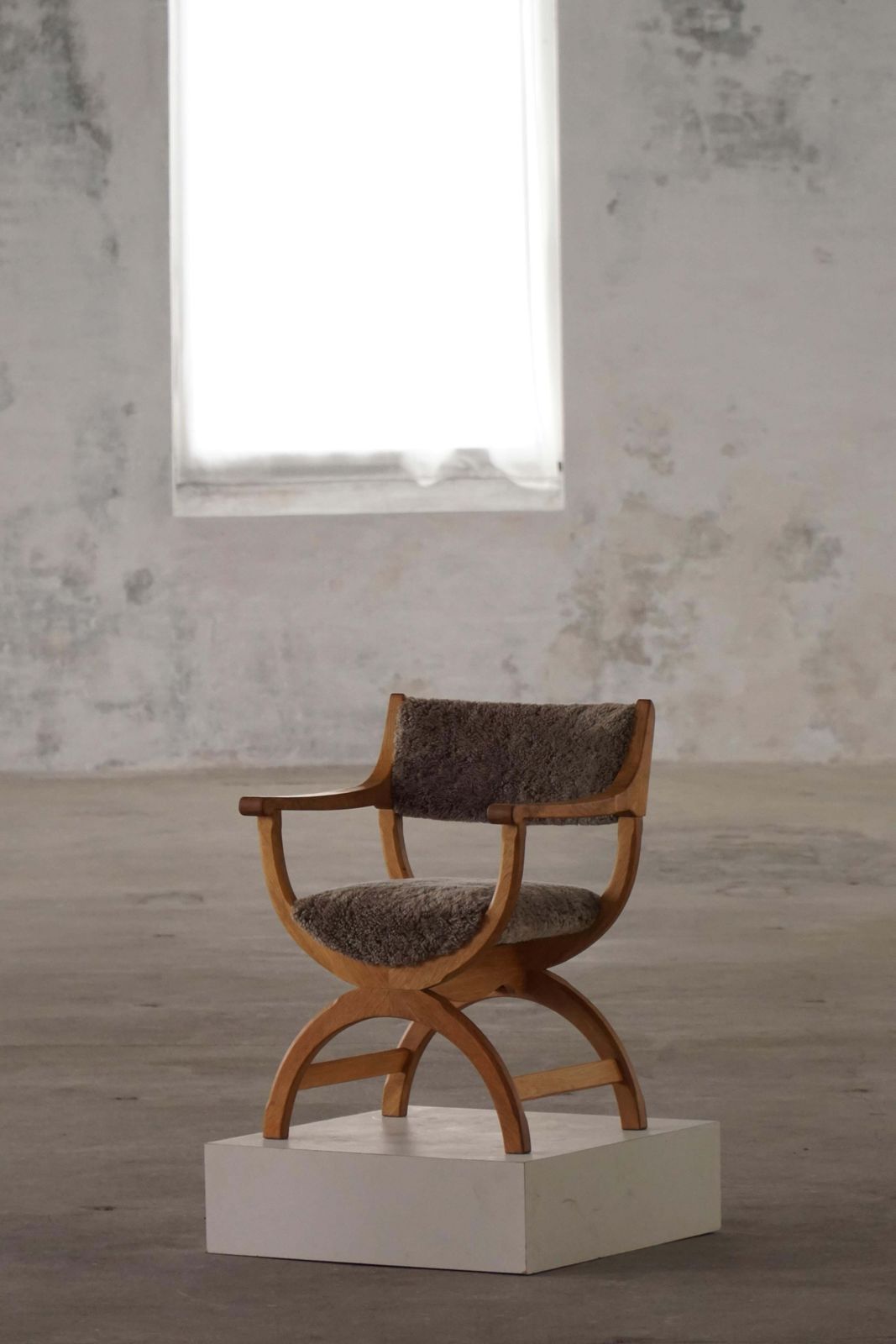 "Kurul" Armchair In Oak & Lambswool, Henning Kjærnulf, Mid Century Modern, 1960s photo Furniture