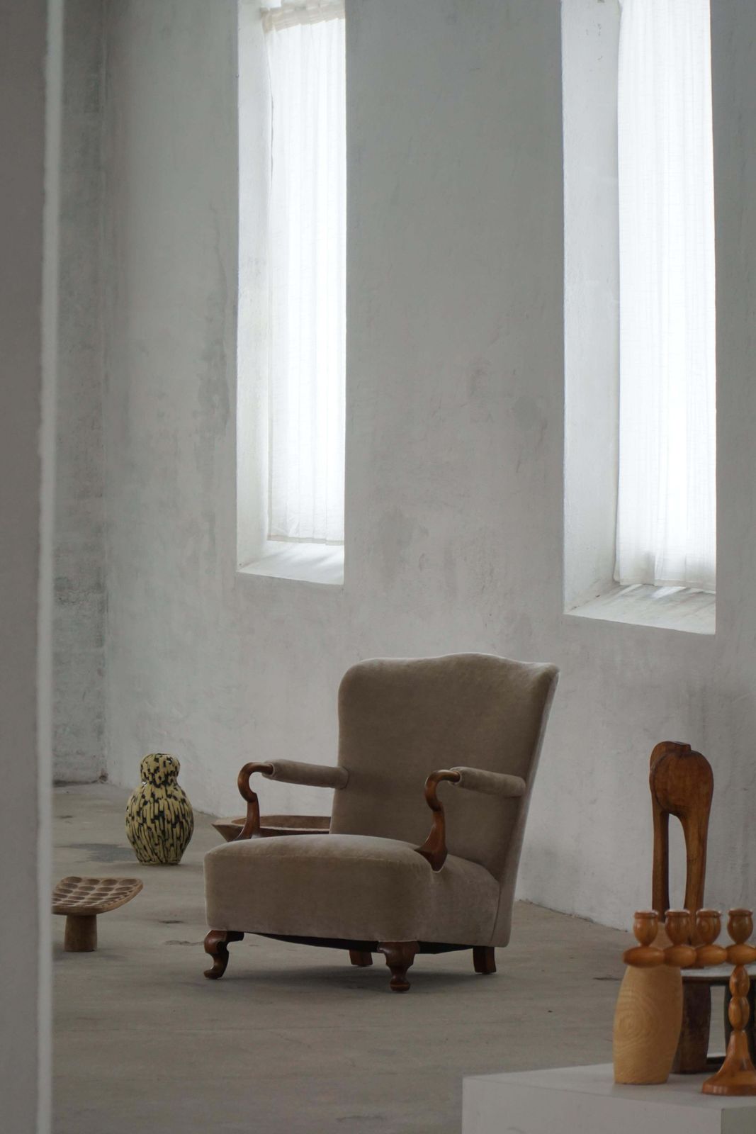 Pair Of Danish Antique Armchairs, Reupholstered In Velvet, Early 20th Century photo vinterior