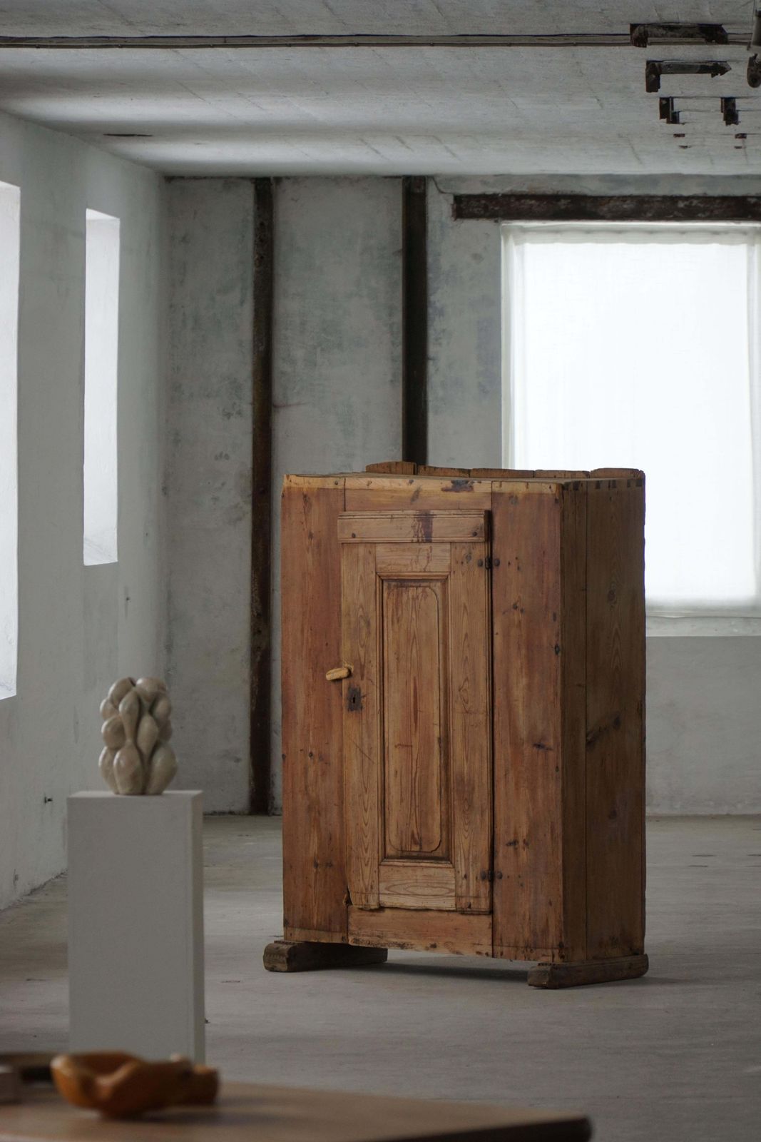 Antique Swedish Primitive Patinated Folk Art Cabinet In Pine, Early 18th Century photo furniture