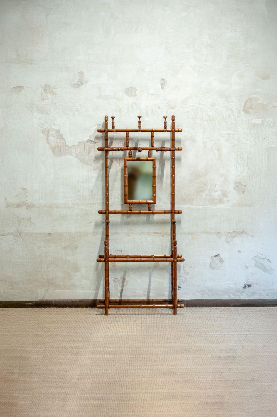 Coat Rack With Mirror And Umbrella Stand In Faux Bamboo photo furniture
