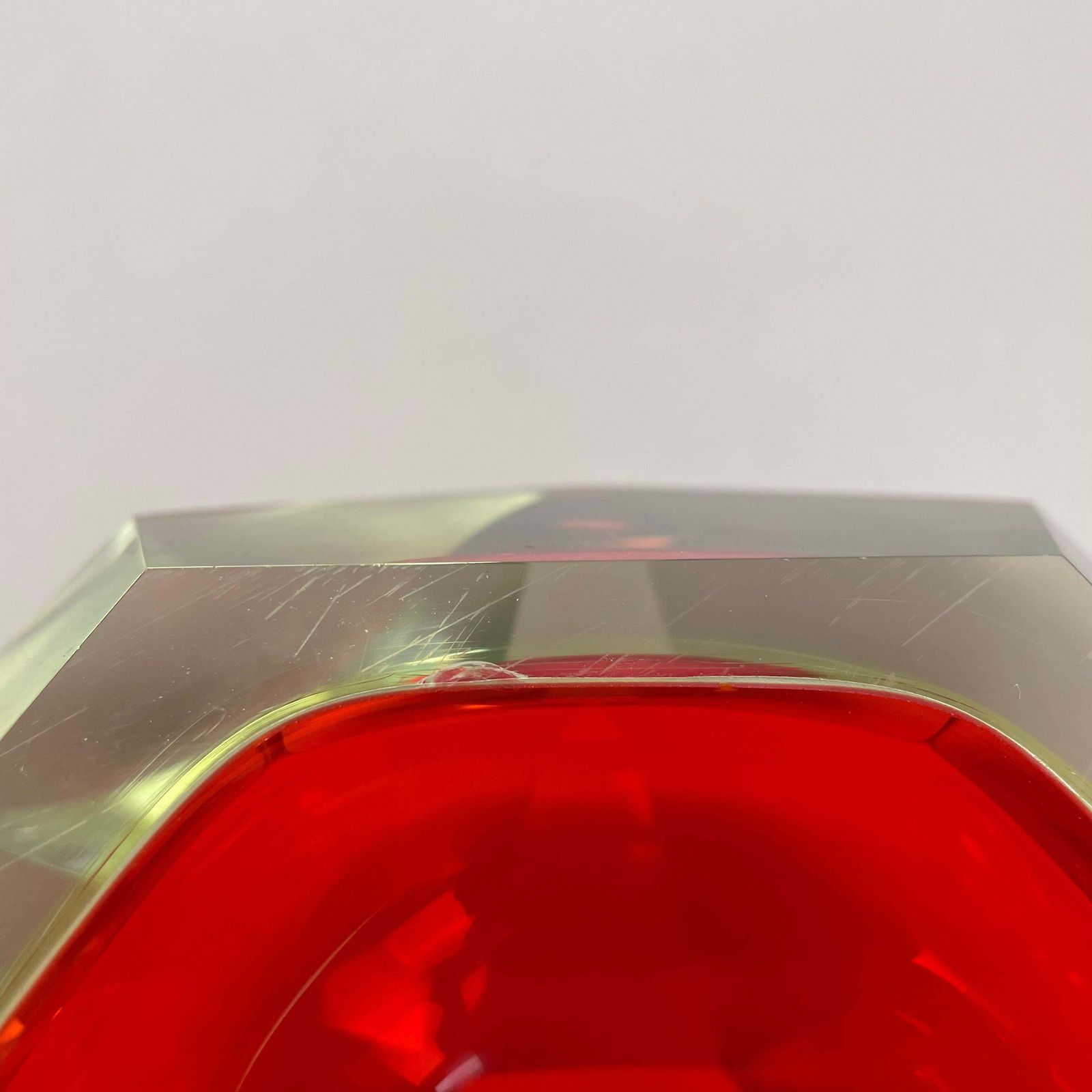photo furniture Xxl 2.1kg Murano Glass Faceted "Diamond" Sommerso Element Ashtray, Italy, 1970s