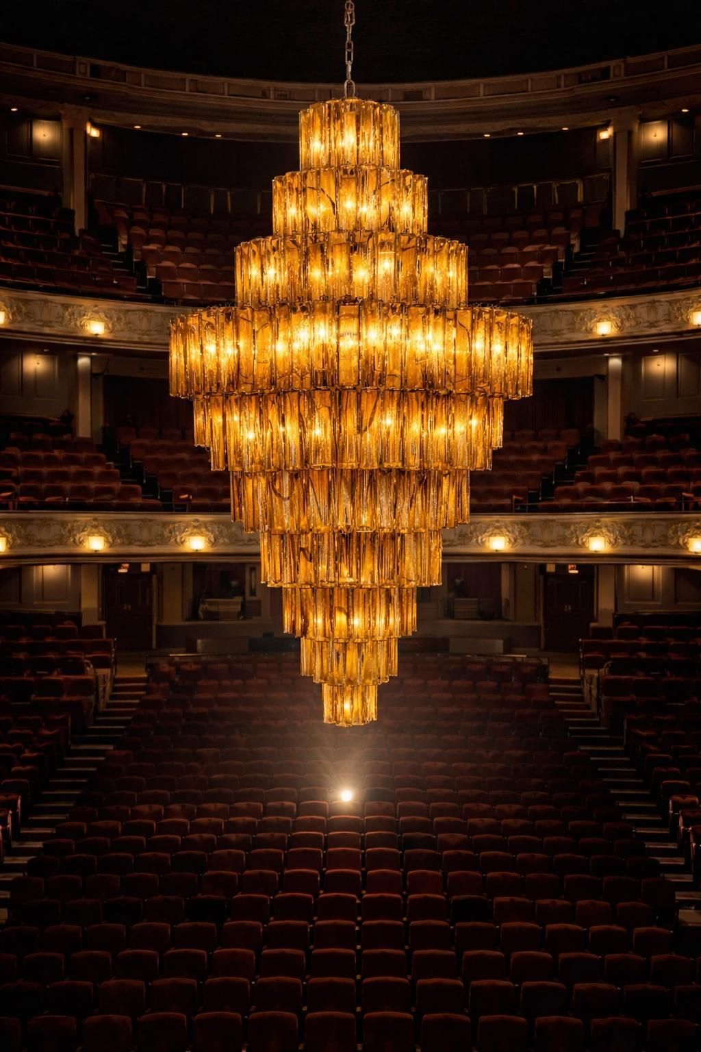 Pair Giant Italian Glass Alabaster Chandeliers, Murano photo vinterior