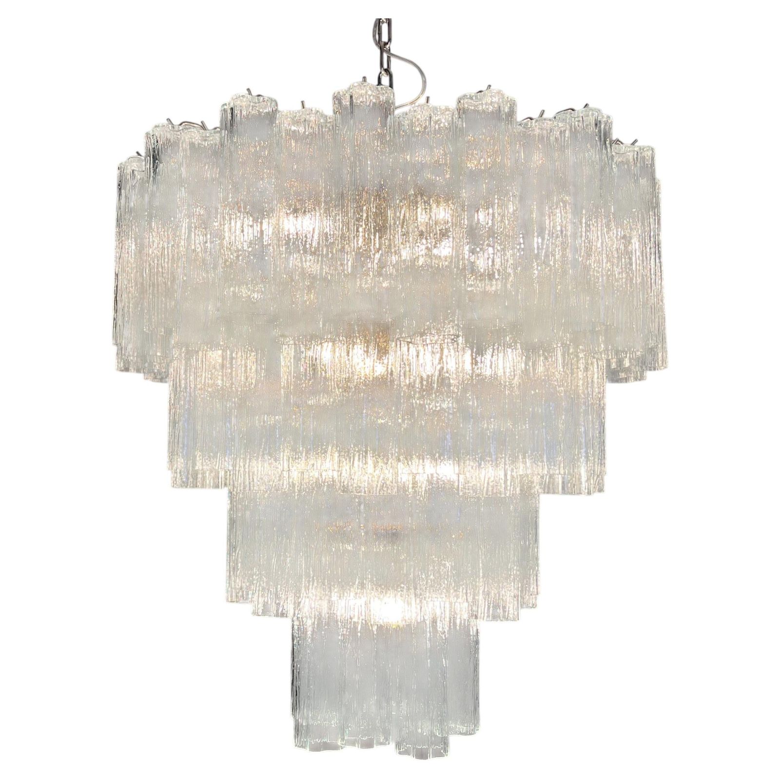 Italian Chandelier In Transparent Murano Glass