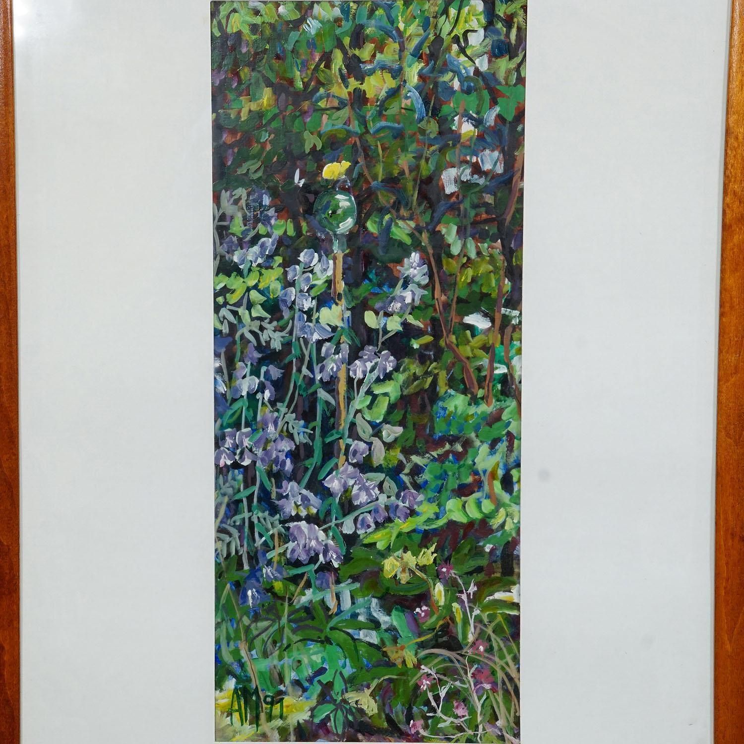 Bellflowers With Brimstone Butterfly Original Painting Alexander Michael 1991 photo Art
