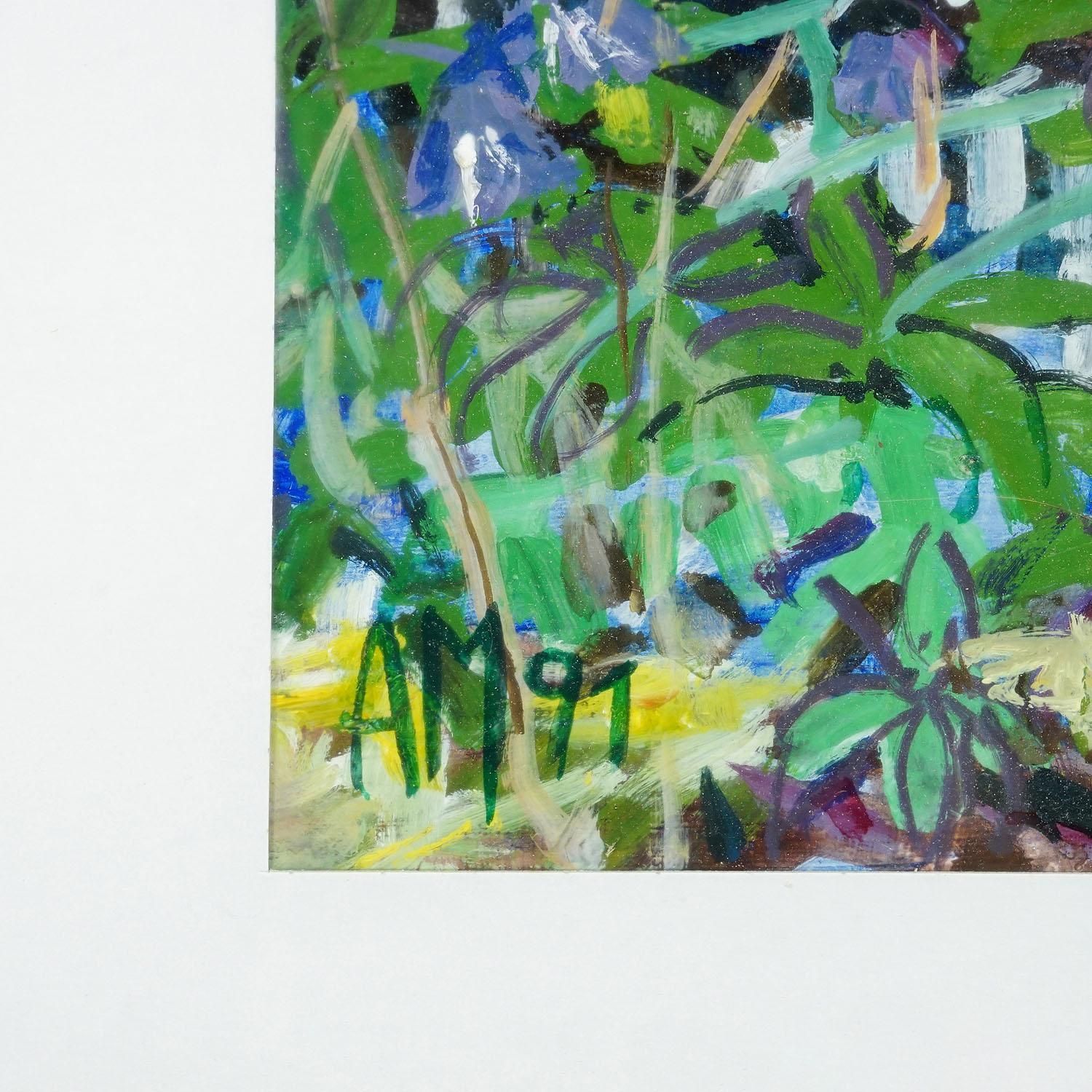 Bellflowers With Brimstone Butterfly Original Painting Alexander Michael 1991 photo buy
