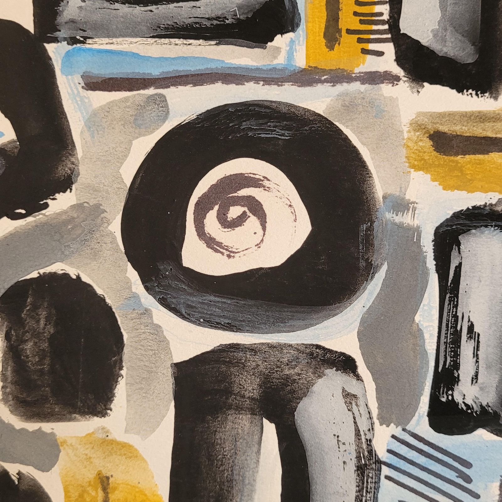 Mid Century Abstract Expressionist Gouache On Paper, Signed, 41x55 Cm From 1967 By Joseph Levin photo vinterior