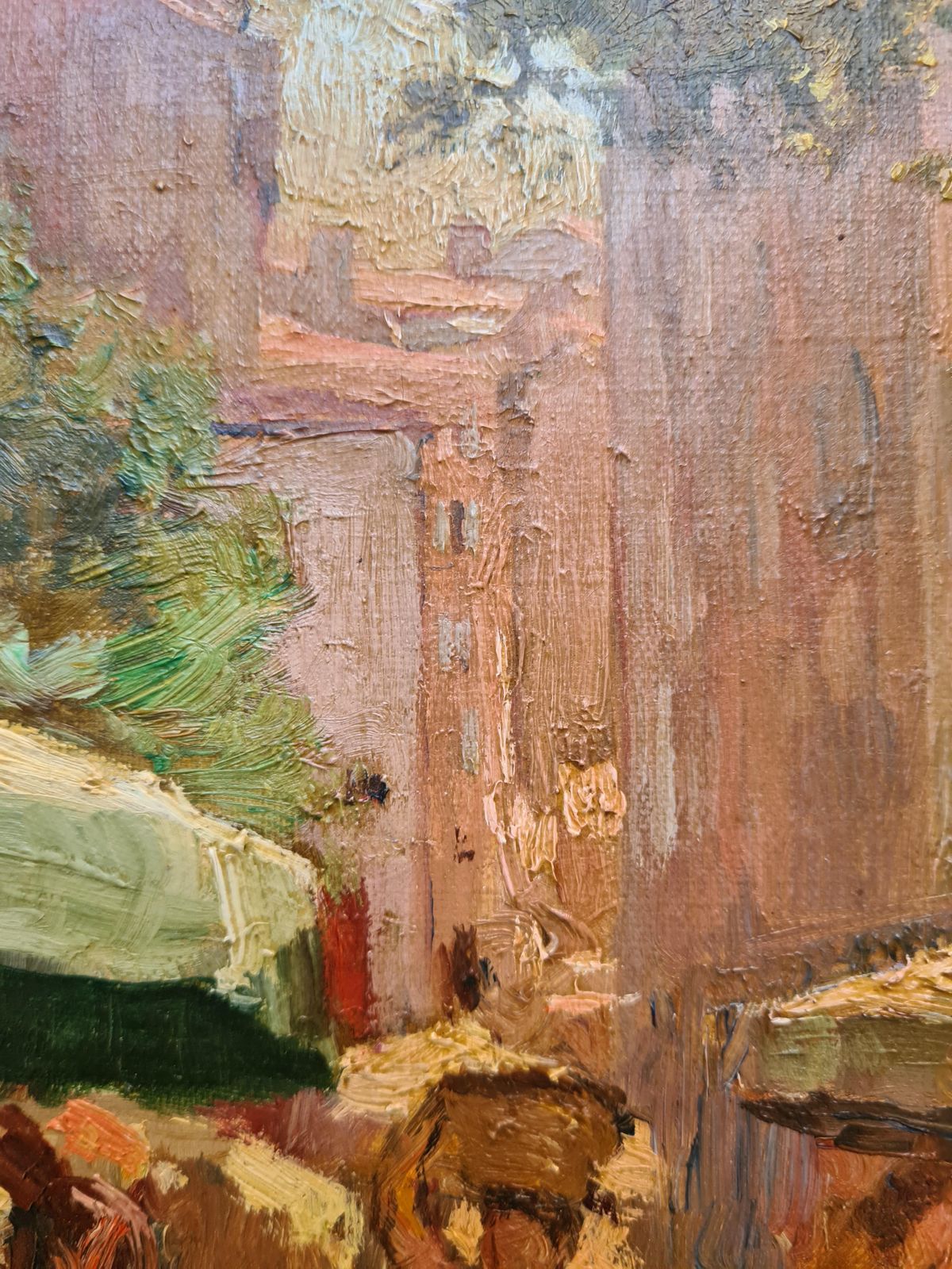 Art French Impressionist Oil On Canvas, 19th Century, Of A French Market By Joseph Faust photo
