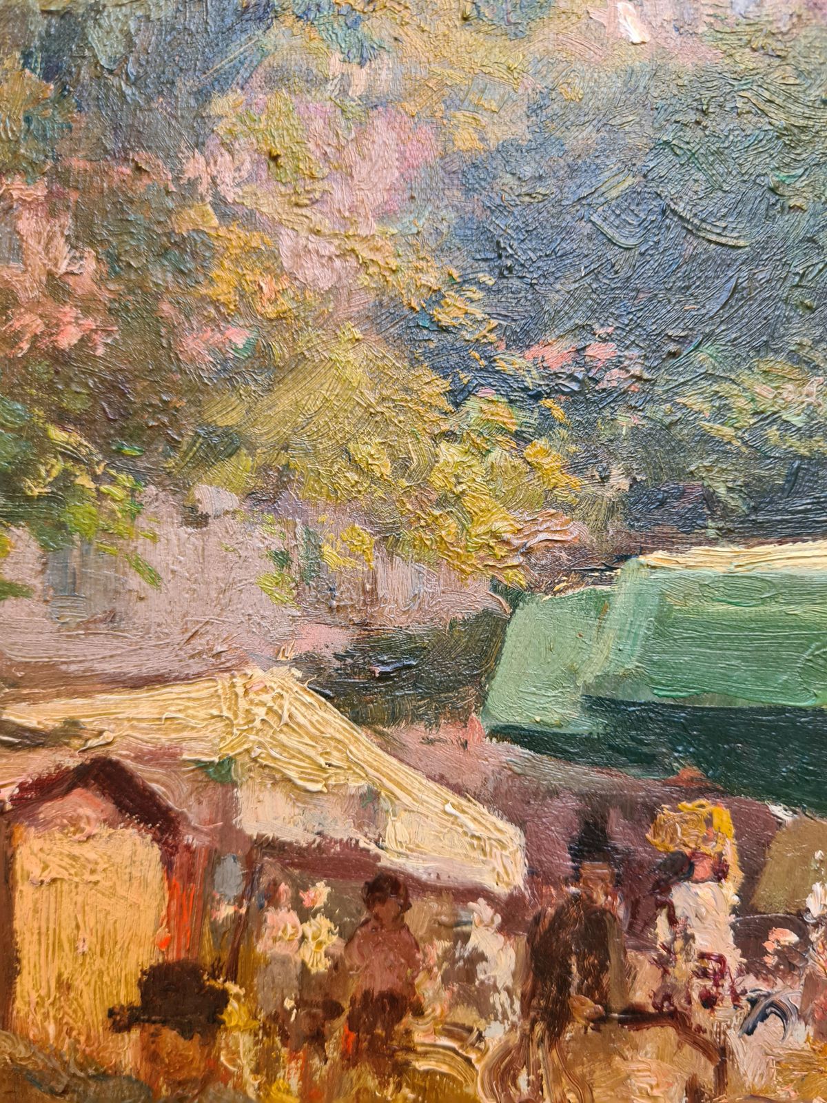 photo vinterior French Impressionist Oil On Canvas, 19th Century, Of A French Market By Joseph Faust