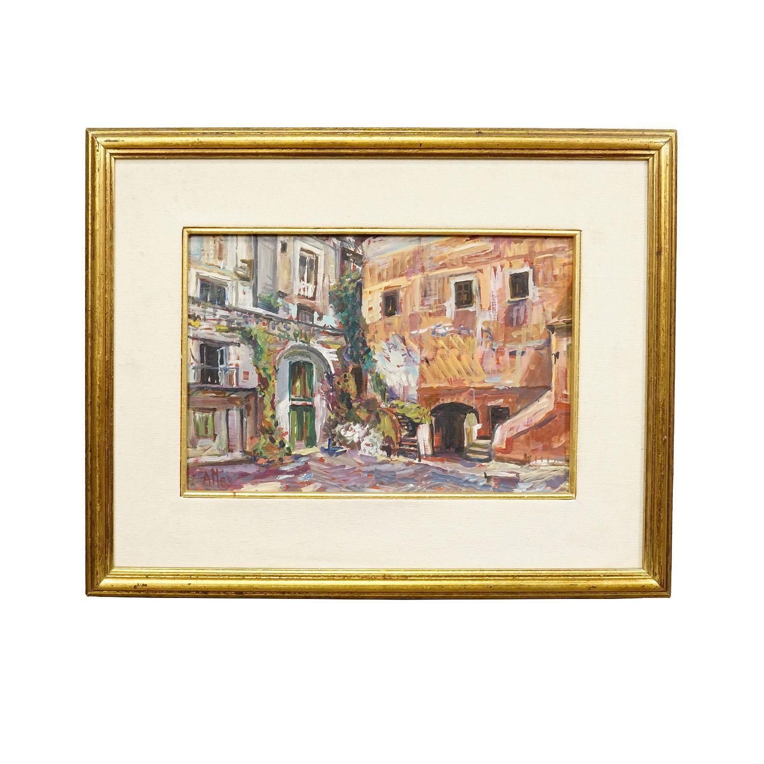 Alexander Michael Oil Painting Of The Marketplace In S. Felice Circeo, 1983 photo furniture