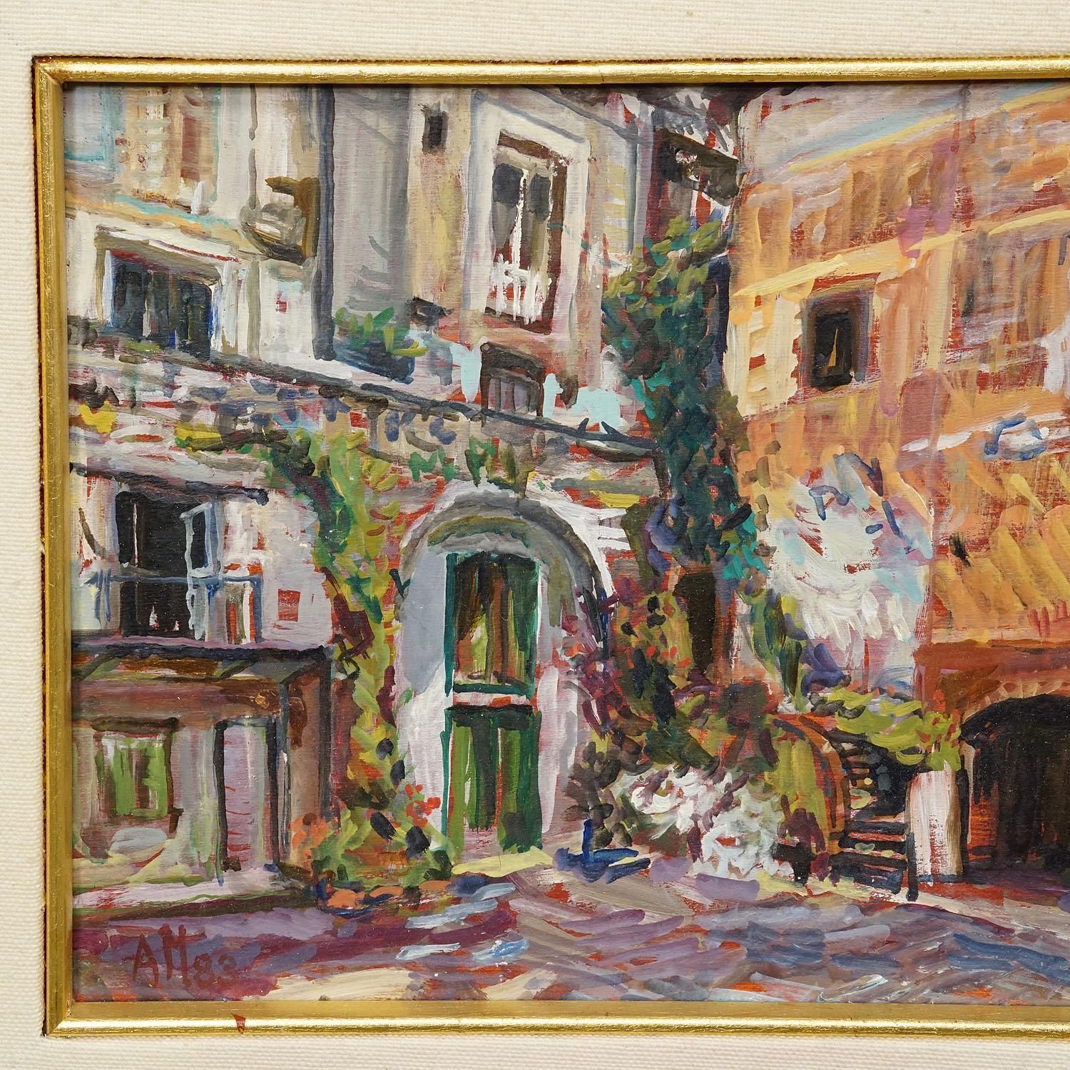 Alexander Michael Oil Painting Of The Marketplace In S. Felice Circeo, 1983 photo Art