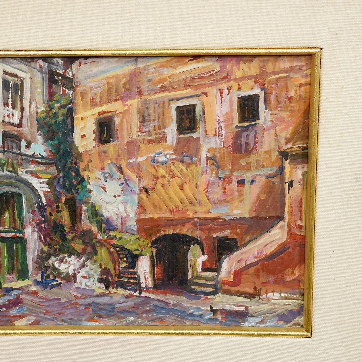 Alexander Michael Oil Painting Of The Marketplace In S. Felice Circeo, 1983 photo 320.0