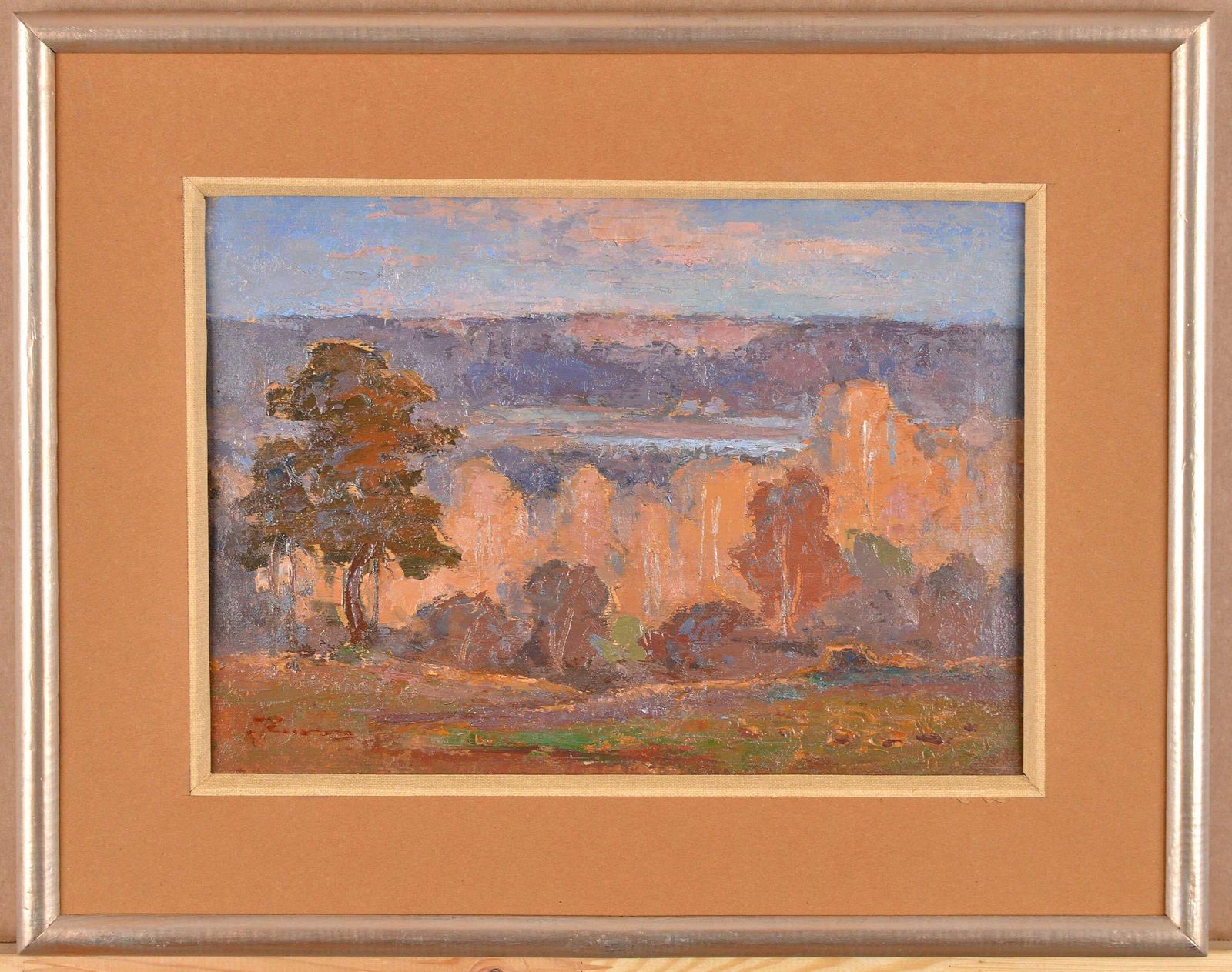 Janis Rikmanisview Of The Lake, Oil On Cardboard, Landscape Painting, 26x36.5 Cm photo furniture