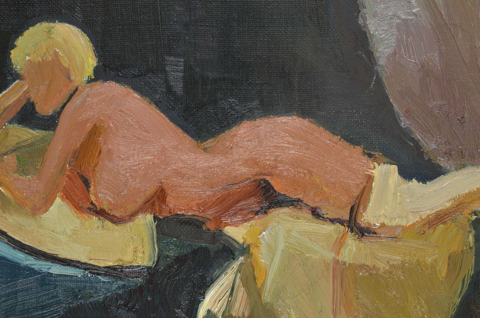 Bruno Celminsnude In White Socks. Oil On Canvas. 34.5 X44 Cmlate 20th Century photo Art