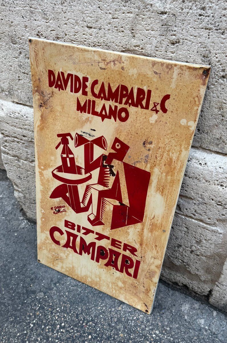 Campari Advertising Sign From Davide Campari & C. Milan, 1920s photo vinterior