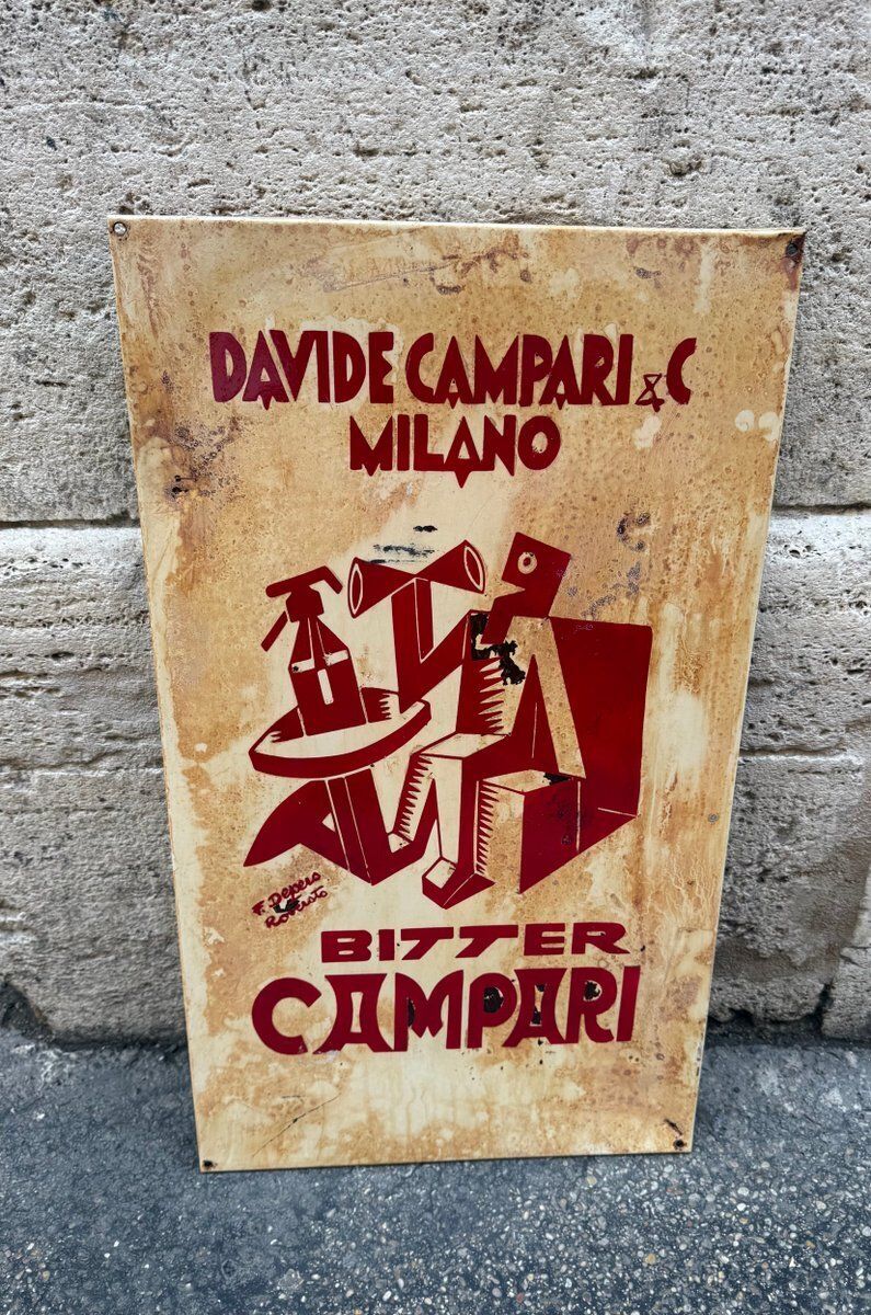 Campari Advertising Sign From Davide Campari & C. Milan, 1920s photo buy