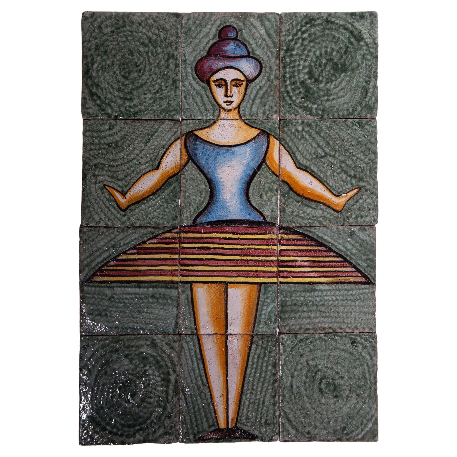 Italian Ceramics With Ballerina Figure In The Style Of Oskar Schlemmer