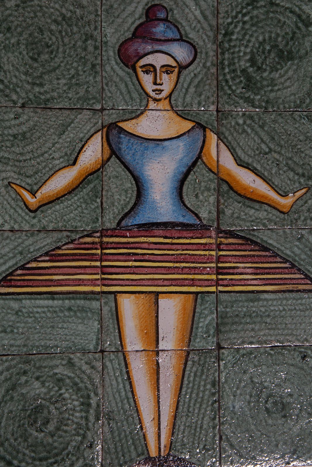 Italian Ceramics With Ballerina Figure In The Style Of Oskar Schlemmer photo Art