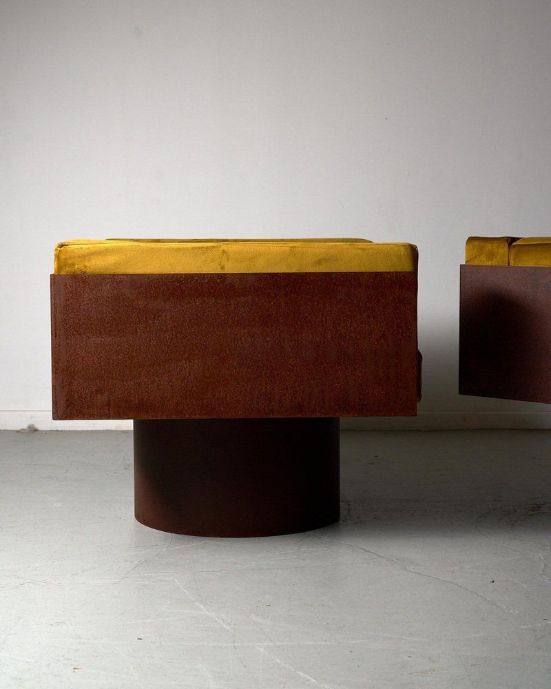Corten Steel Seating Group, 1980s, Set Of 2 photo vintage