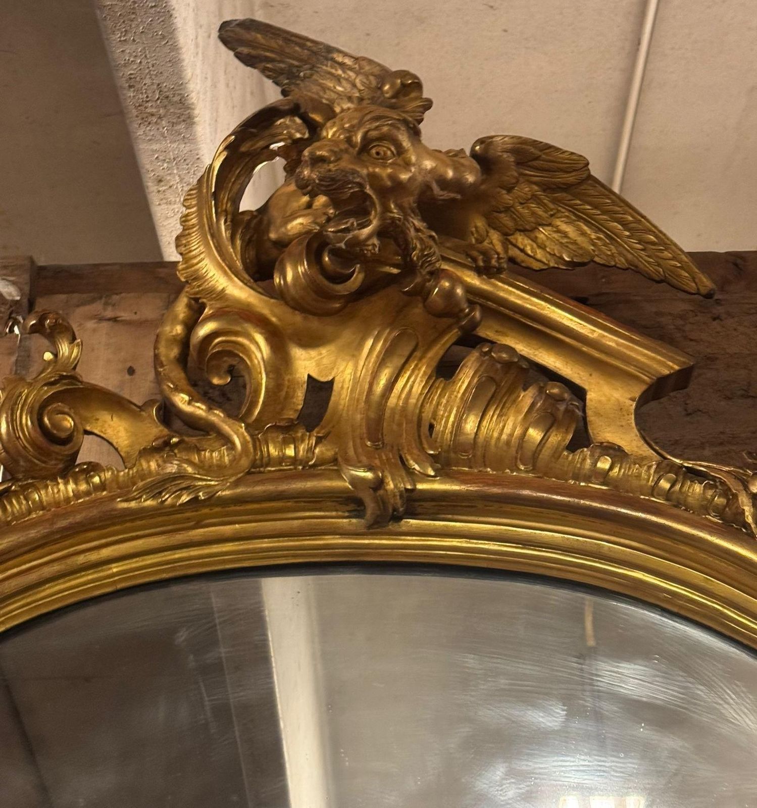 Important Carved And Sculpted Mirror With Figured Cymatium, Italy photo vinterior