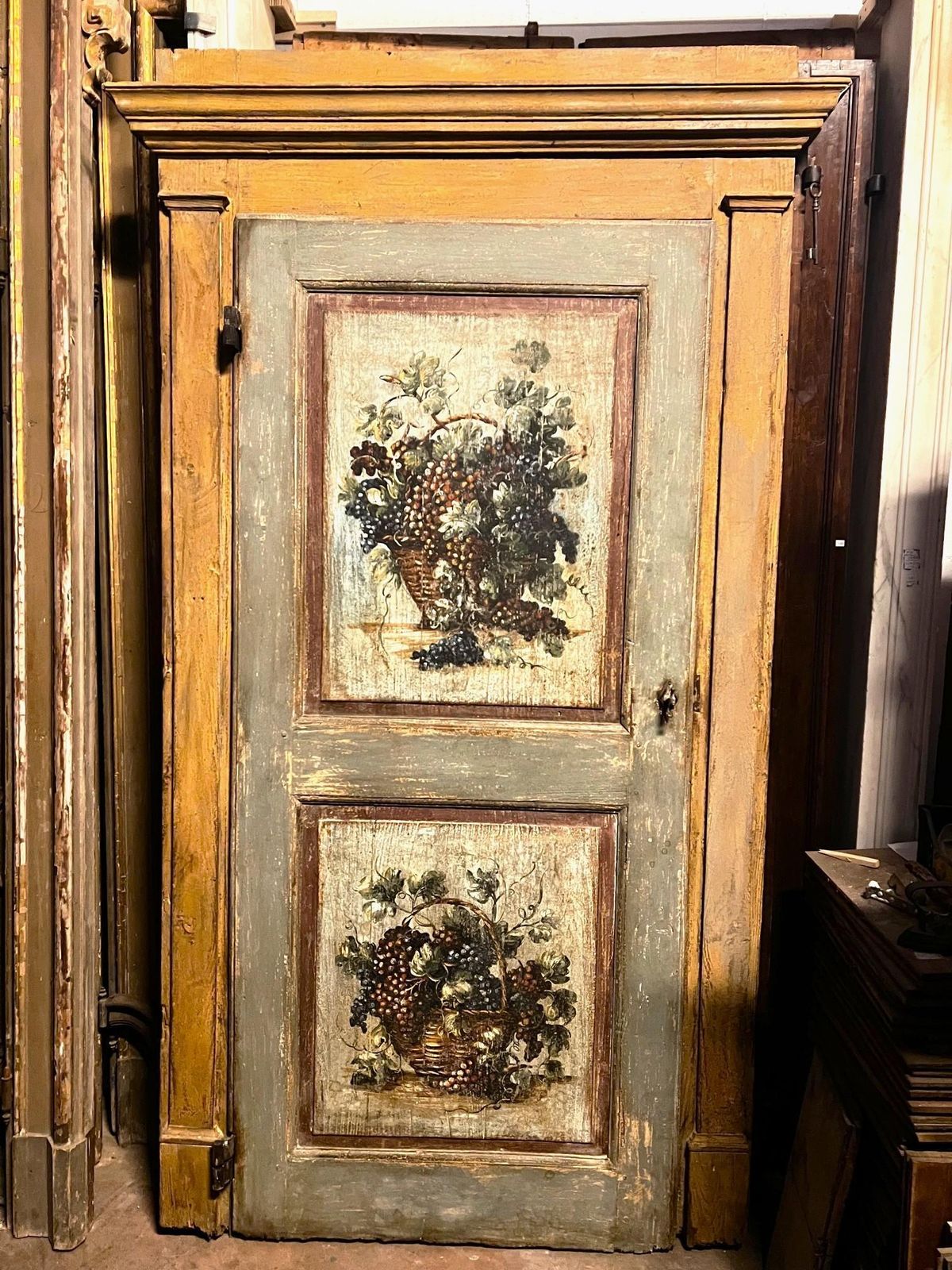 Hand Painted Interior Door, Yellow With Original Frame, Italy photo furniture