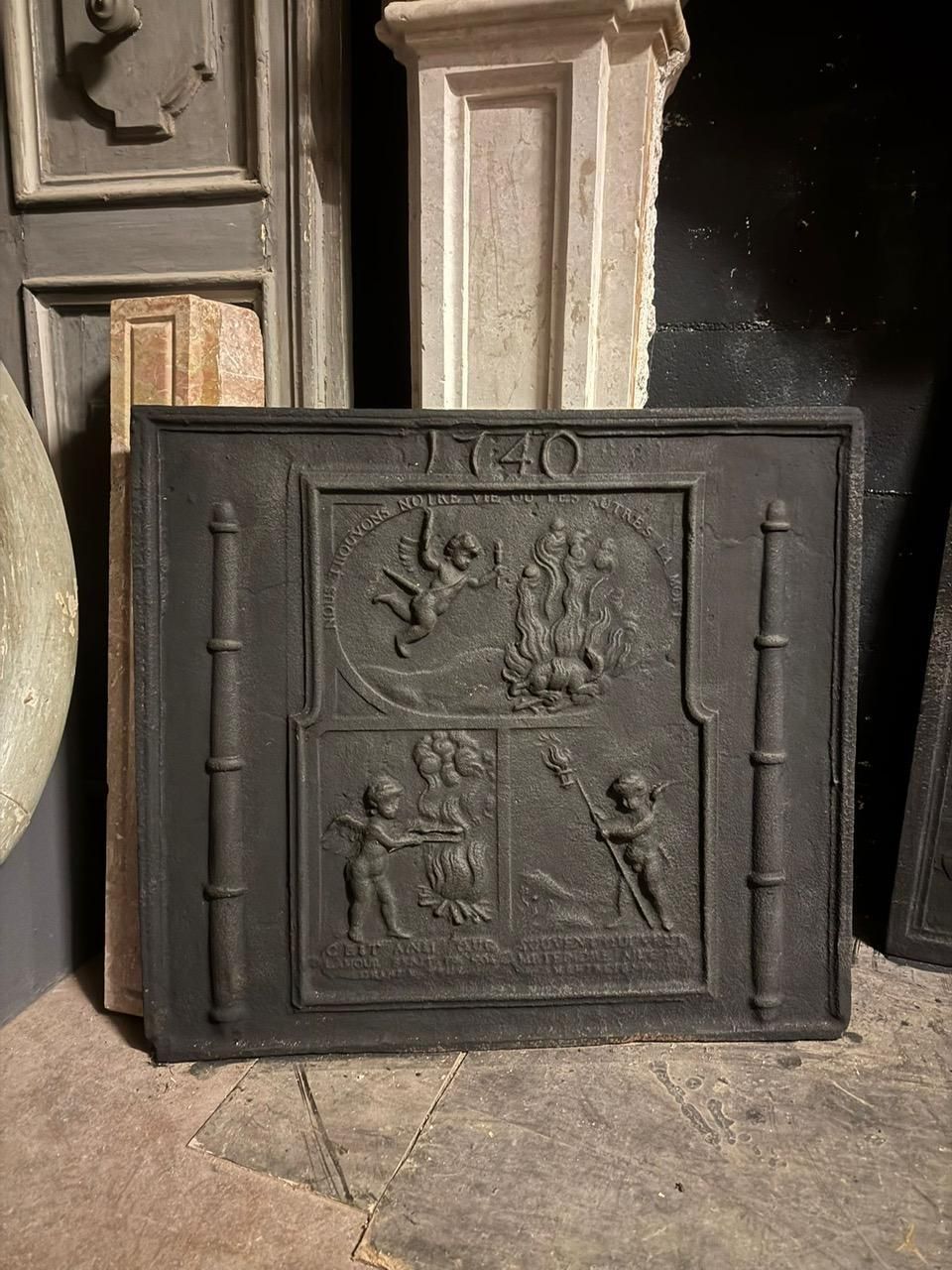 Cast Iron Fireplace Bottom Plate With Mythological Figures, Italy photo furniture
