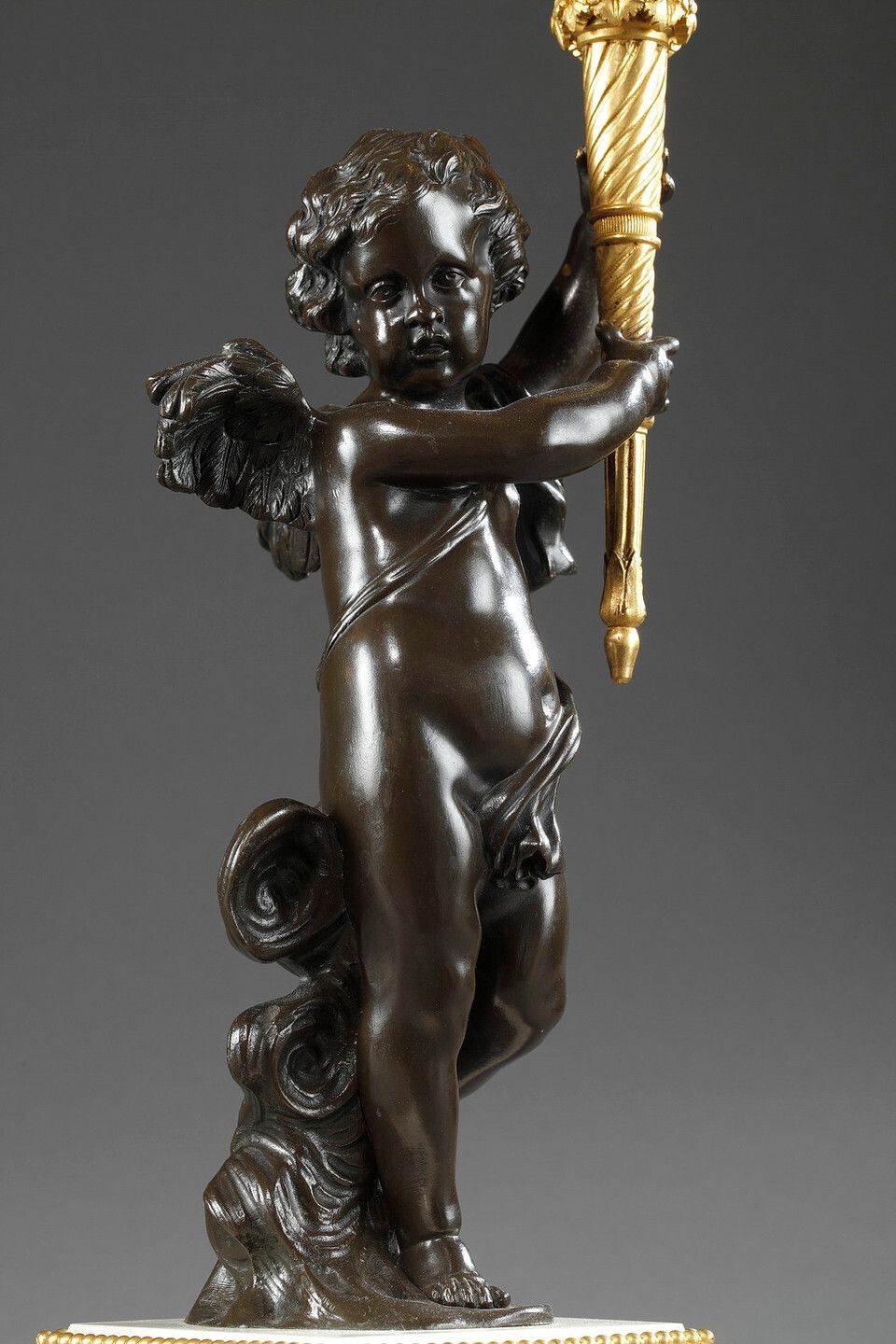 Pair Of Louis XVI Style Candelabra, In Gilt Bronze And Patina photo 6703.0