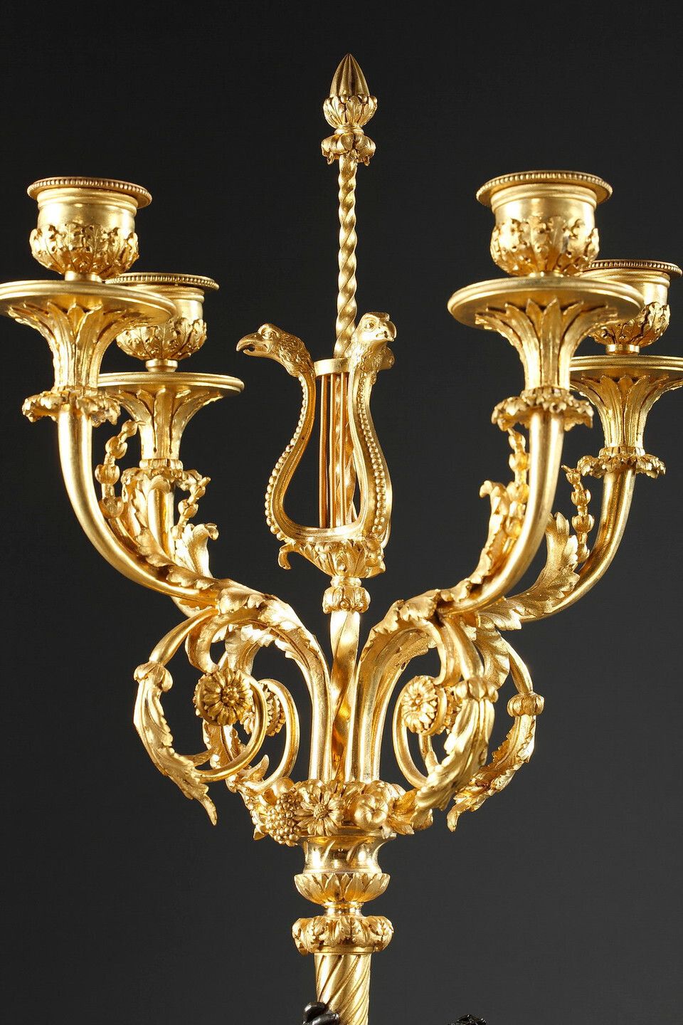 photo furniture Pair Of Louis XVI Style Candelabra, In Gilt Bronze And Patina