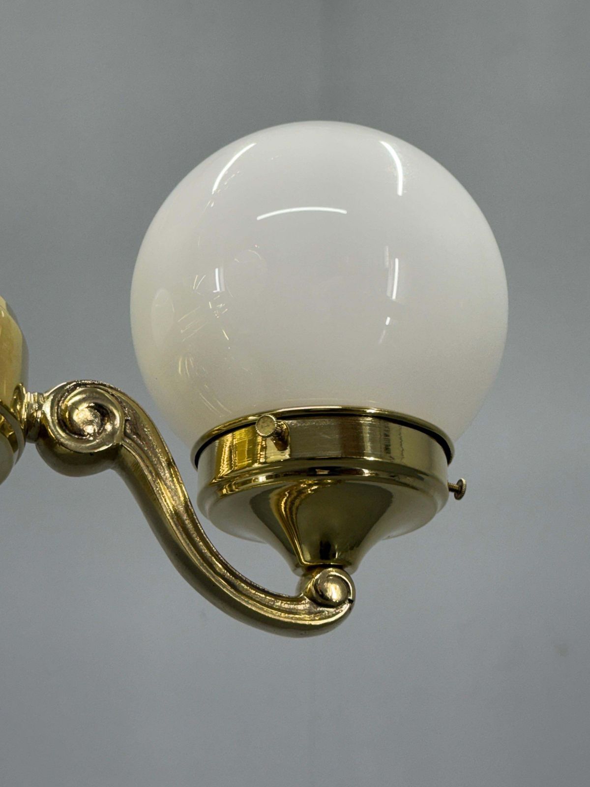 photo furniture Art Deco Brass And Opaline Glass Chandelier, 1930s