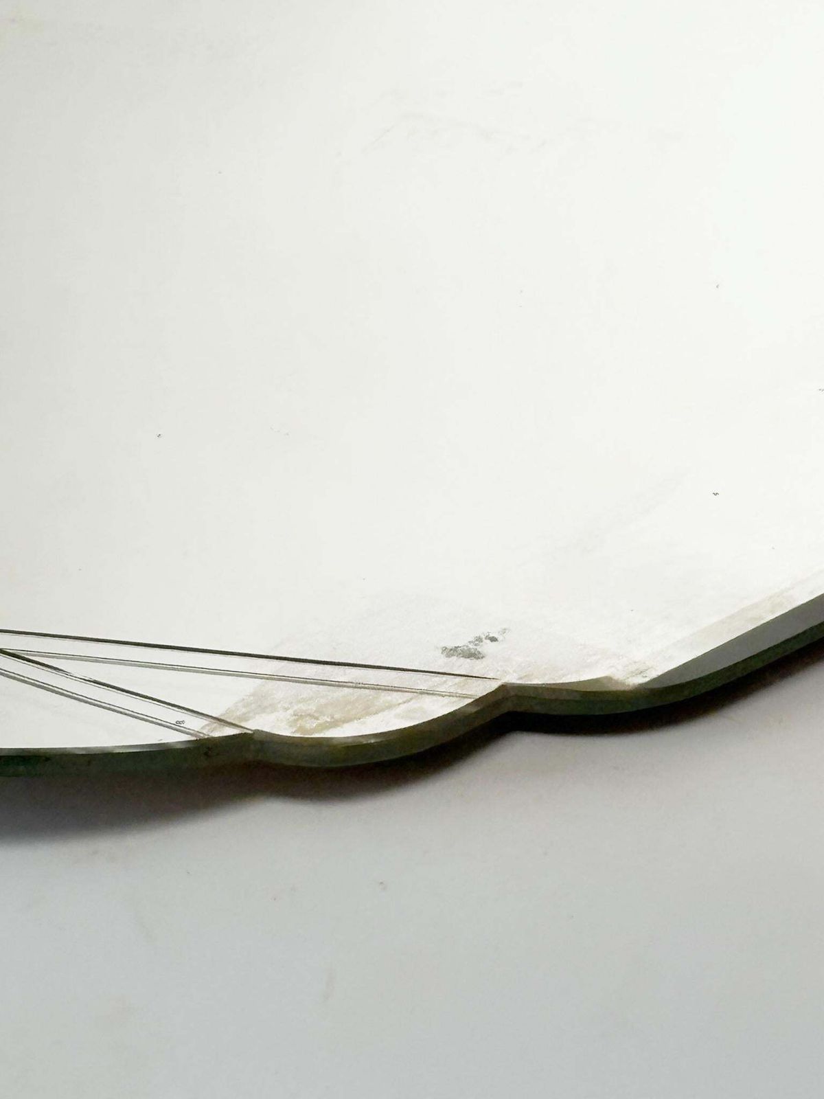 Art Deco Wall Mirror, 1940s, With Beveled Edge, France photo vintage