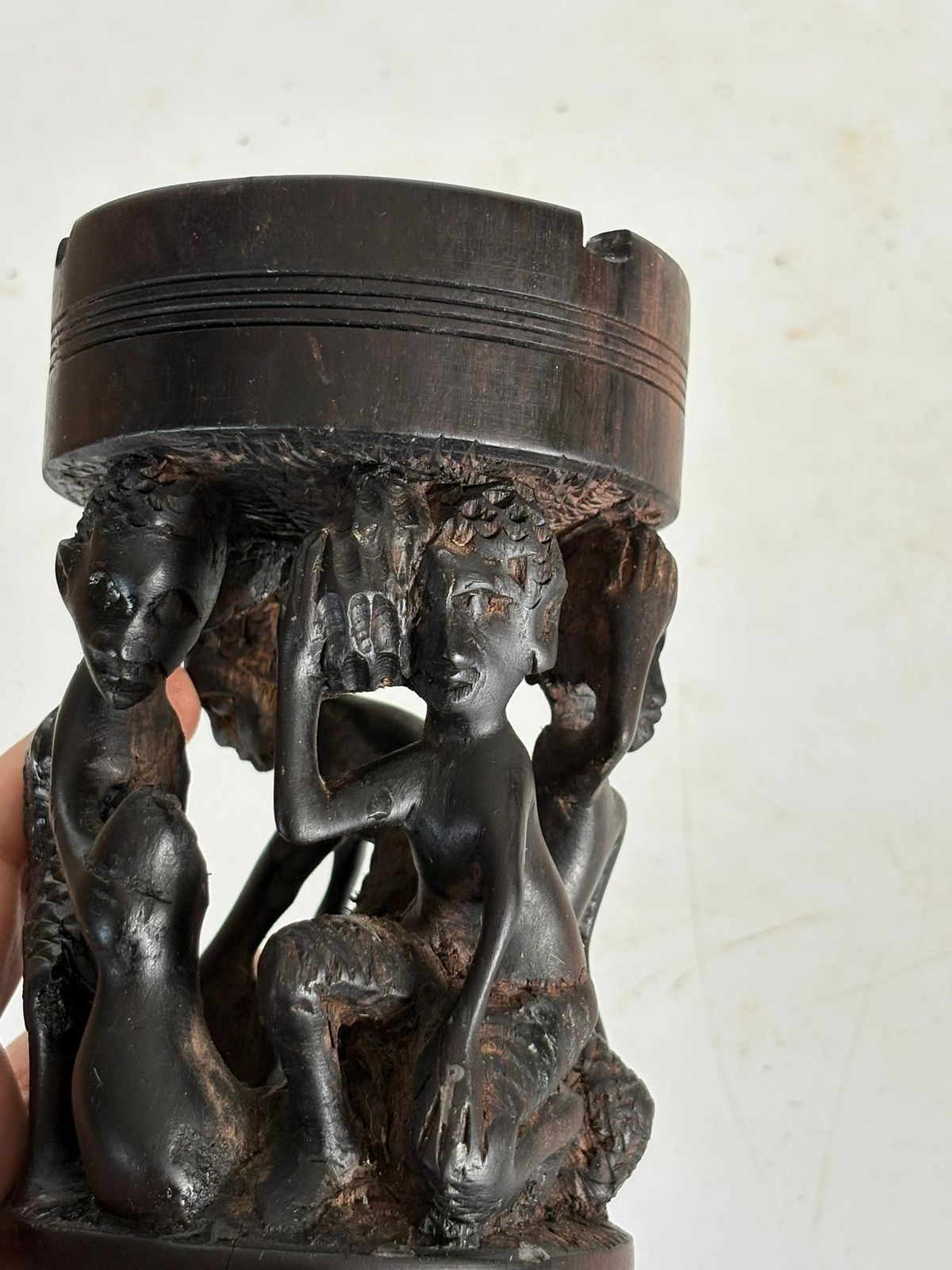 Art Wooden Ashtray In The Shape Of A Sculpture, France, 1950 photo