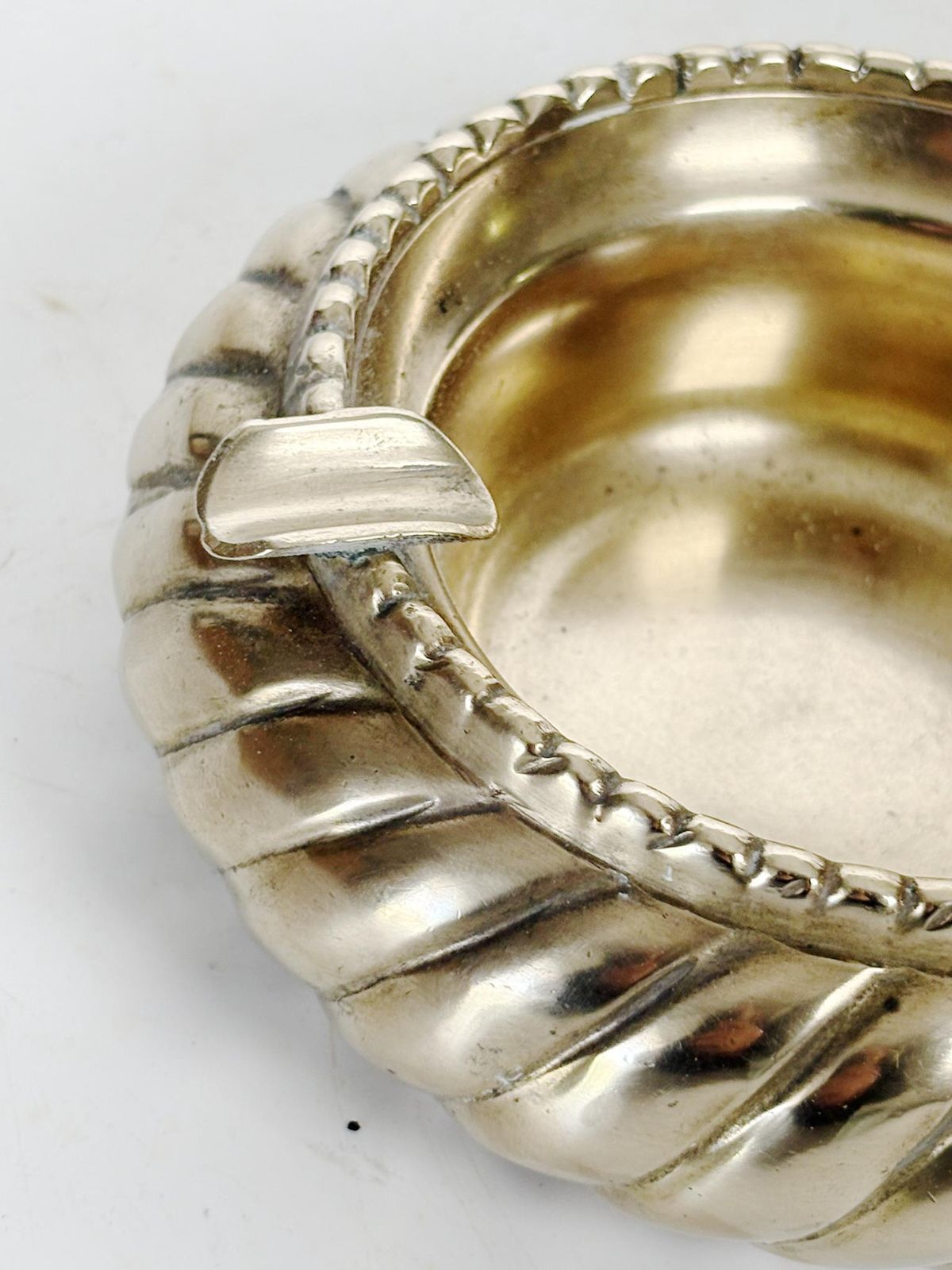Brass Ashtray, 1950s, France, Beautiful Patina With Sculpted Decoration photo buy