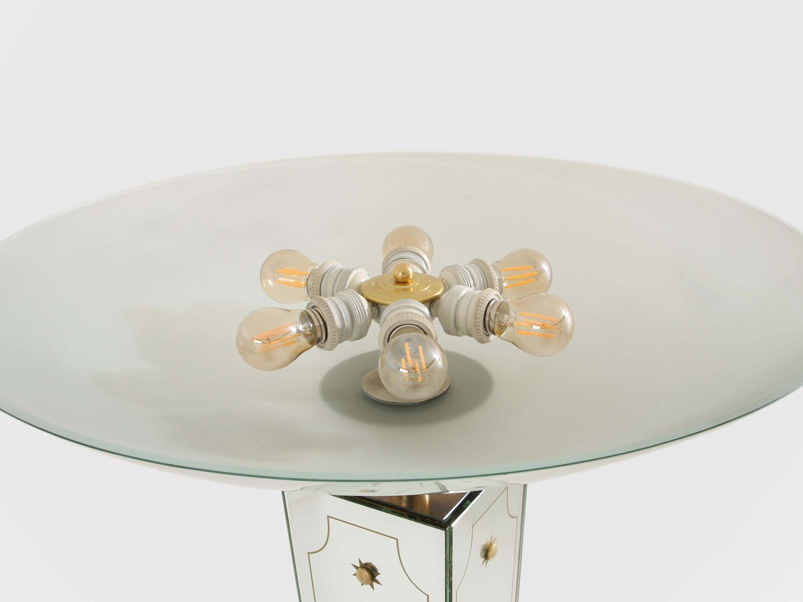 Lampadaire en bois laqué, miroir et laiton, par Emilio Lancia, 1940 photo vintage