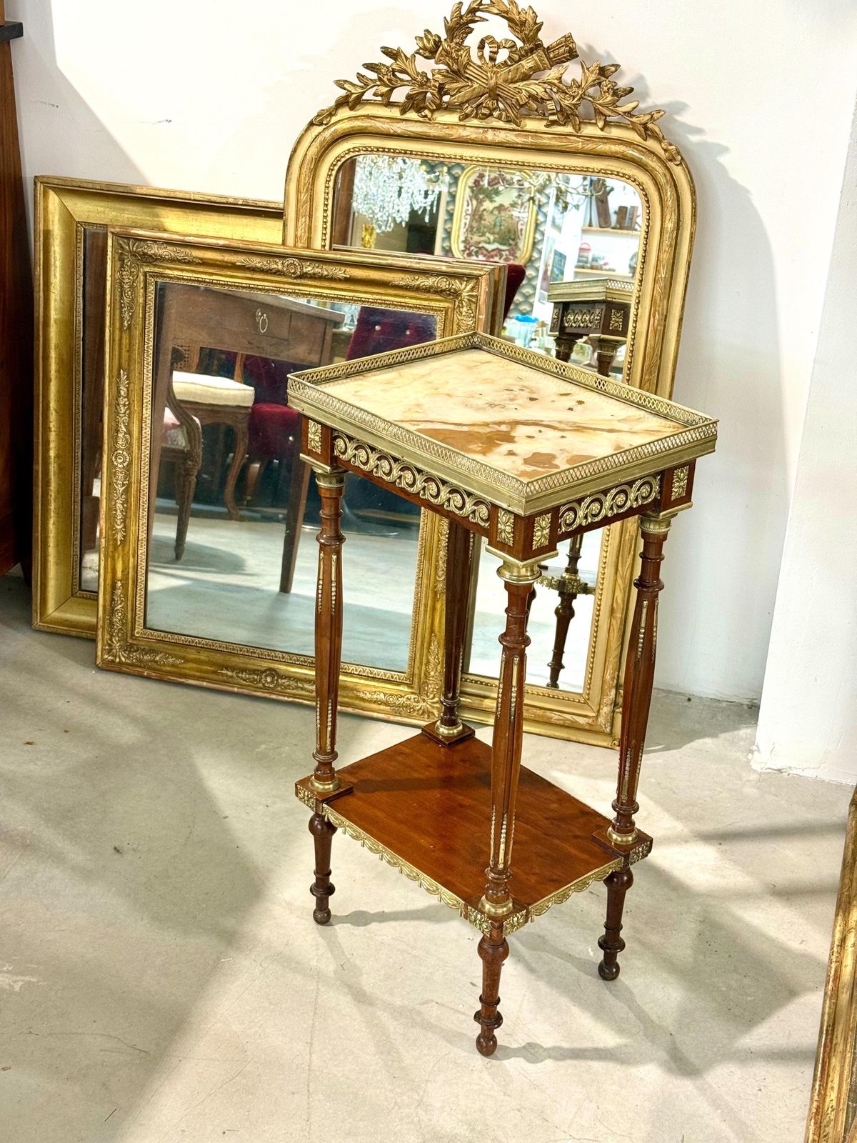 photo buy Louis XVI Style Fruitwood, Gilt Bronze And Onyx Two Tier Side Table