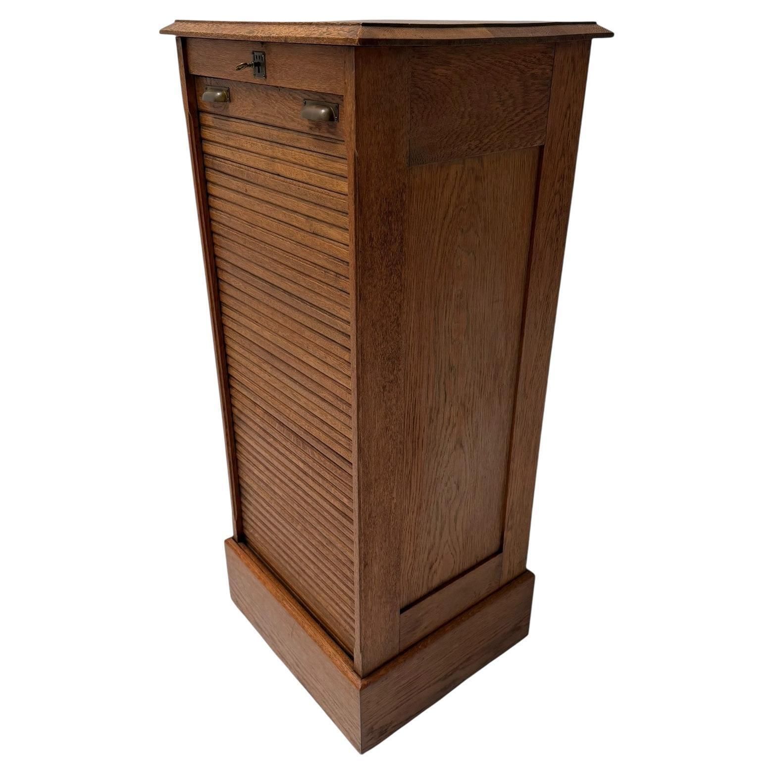 Art Nouveau Filing Cabinet With Tambour Shutter Door, 1900s