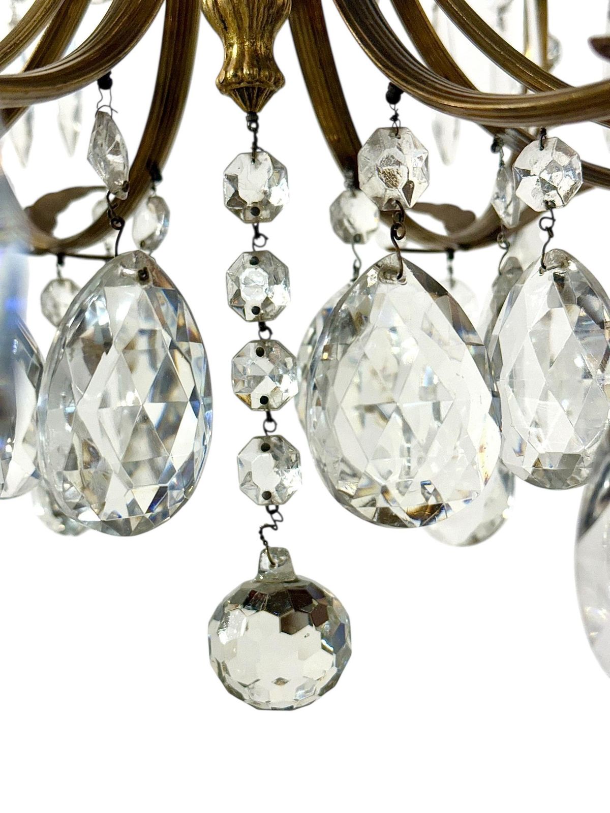 Late 19th Century Gilt Bronze And Crystal Eight Light Chandelier photo for sale