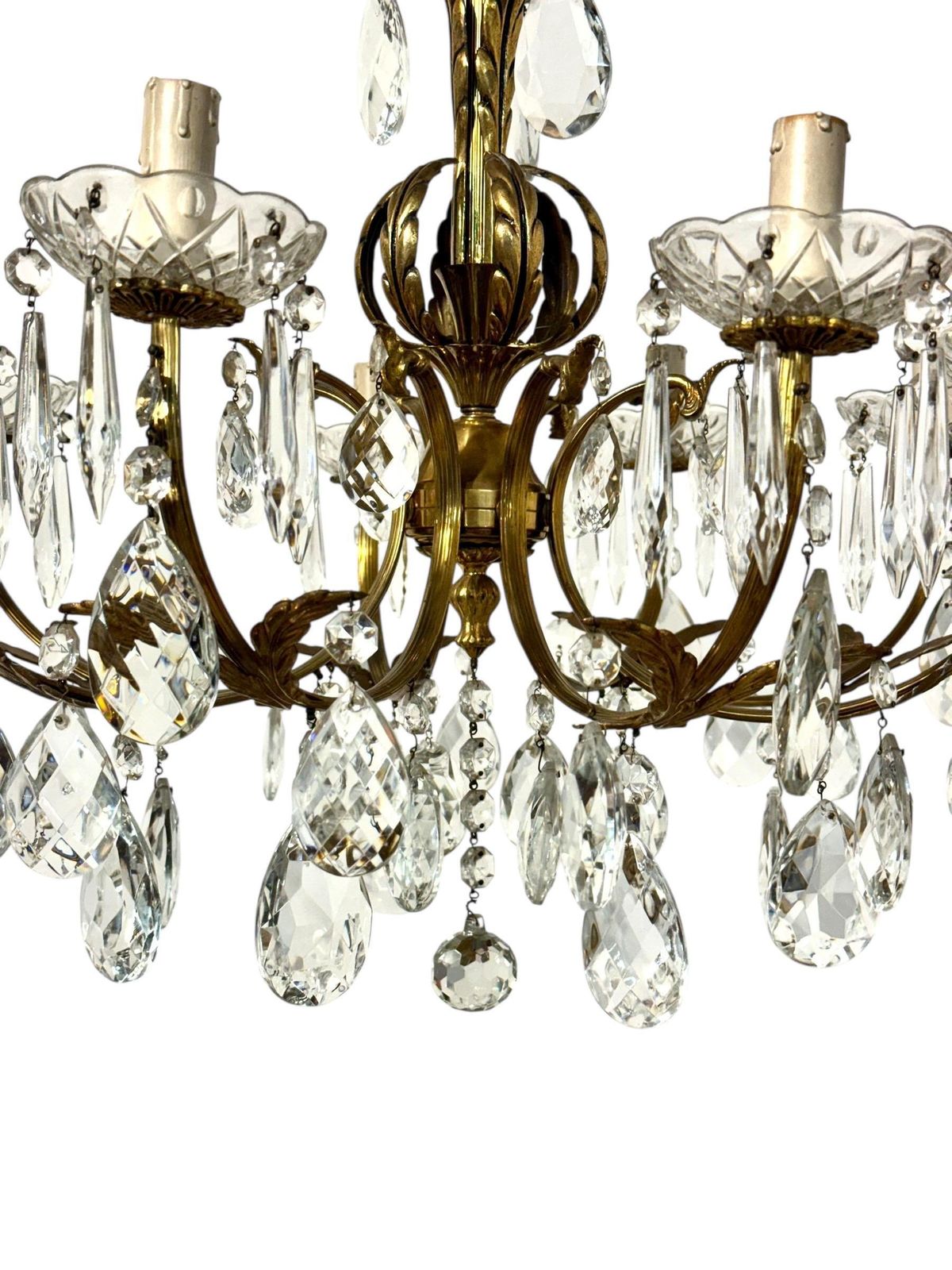 Late 19th Century Gilt Bronze And Crystal Eight Light Chandelier photo Lighting