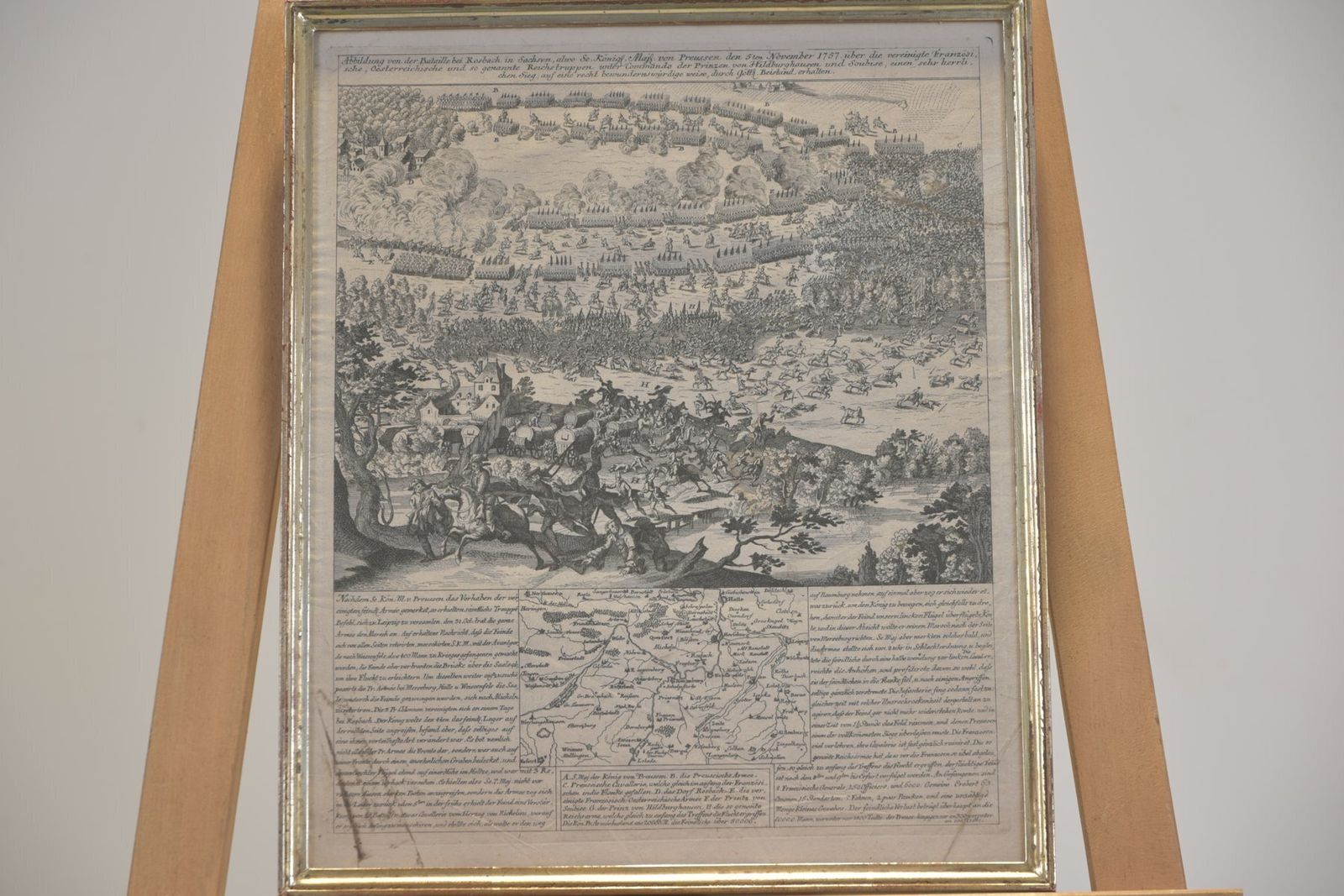 Steel Engraving, Battle Of Rosbach, 05.11.1757, Prussia Vs. France, Framed Under Glass photo for sale