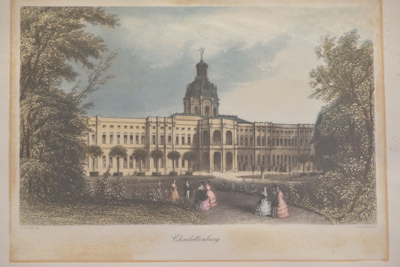 Steel Engraving, Charlottenburg Palace, Berlin Veduta By A. Carse, Circa 1855 photo furniture